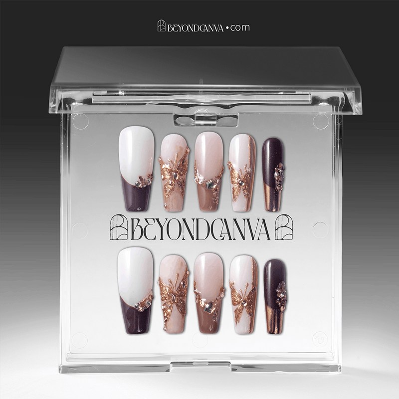 Rosegold Flutter Handmade Press On Nails