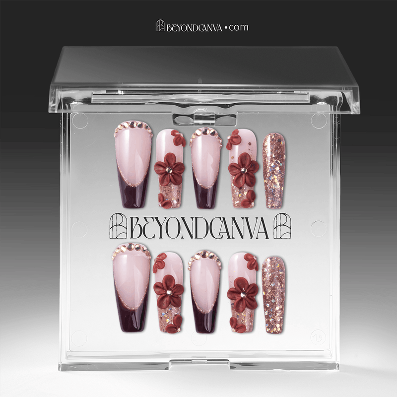 Coffee Blossom Handmade Press On Nails