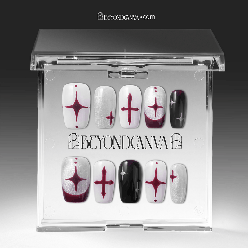 Blood Moon Cross Handmade Press On Nails