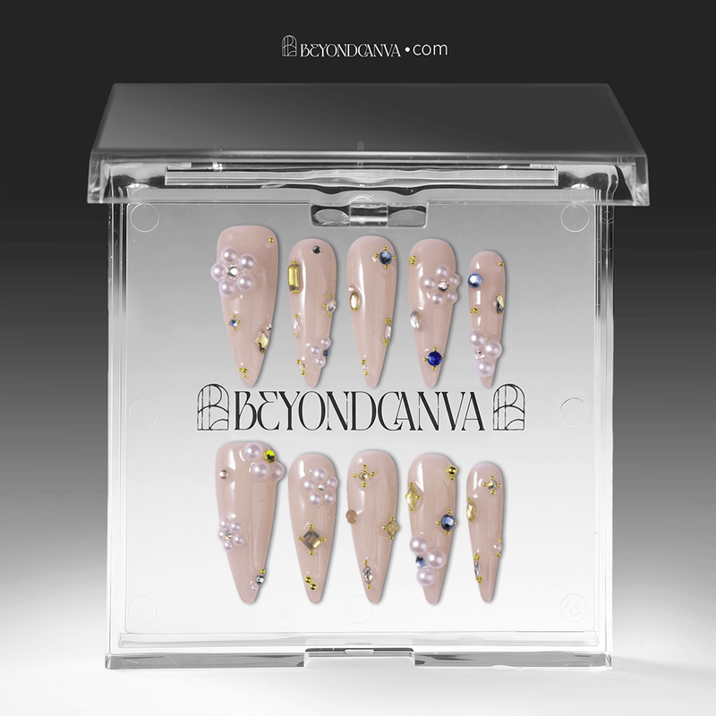 Water Drop Shimmer Handmade Press On Nails