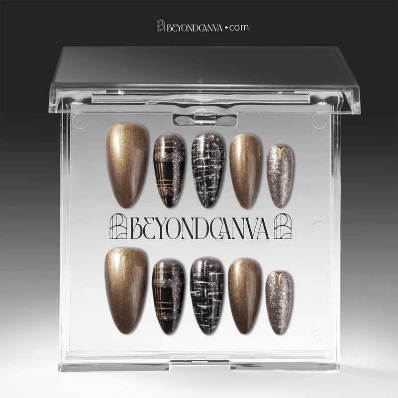 Bronzed Allure Handmade Press On Nails