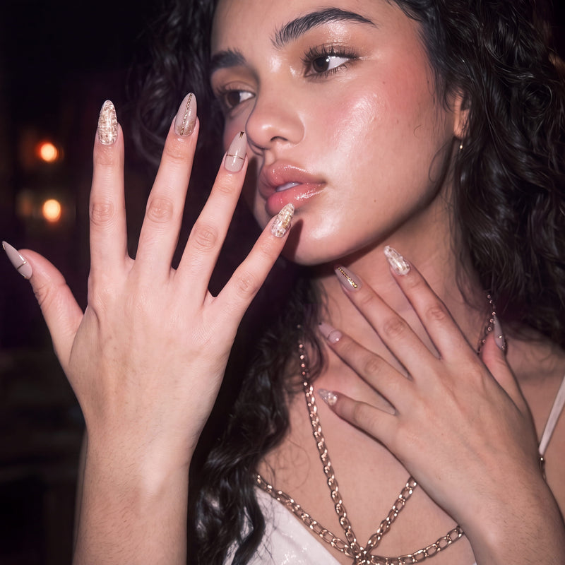 Chic Tweed Glam Handmade Press On Nails