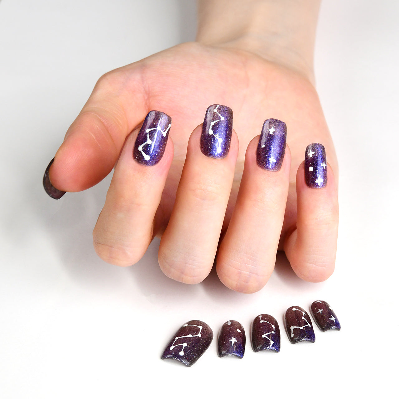Sparkle Purple Acrylic Medium Square Handmade Press On Nails BEYONDCANVA