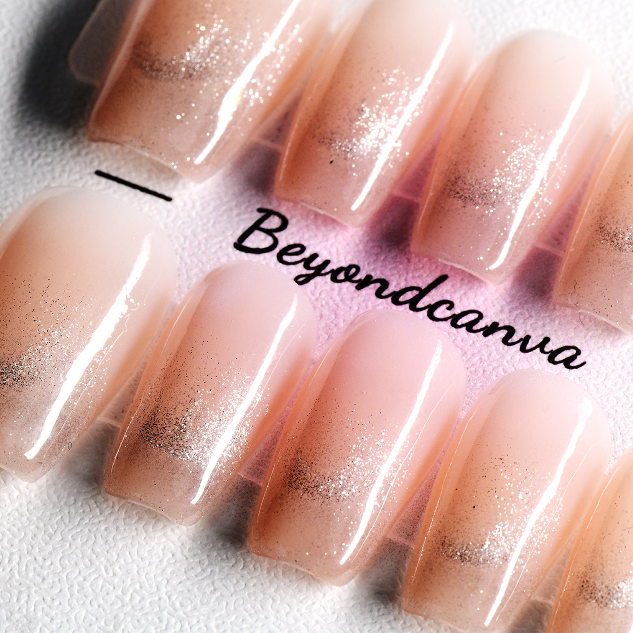 Nude Pink Acrylic Medium Coffin Cat Eyes Handmade Press On Nails BEYONDCANVA