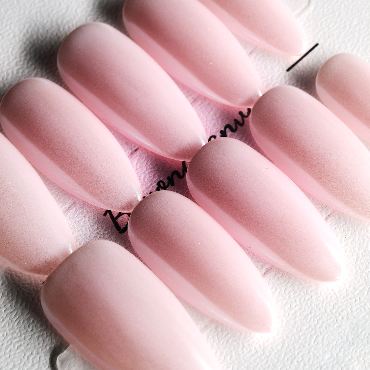 Elegant Pink Acrylic Long Almond Glossy Handmade Press On Nails BEYONDCANVA
