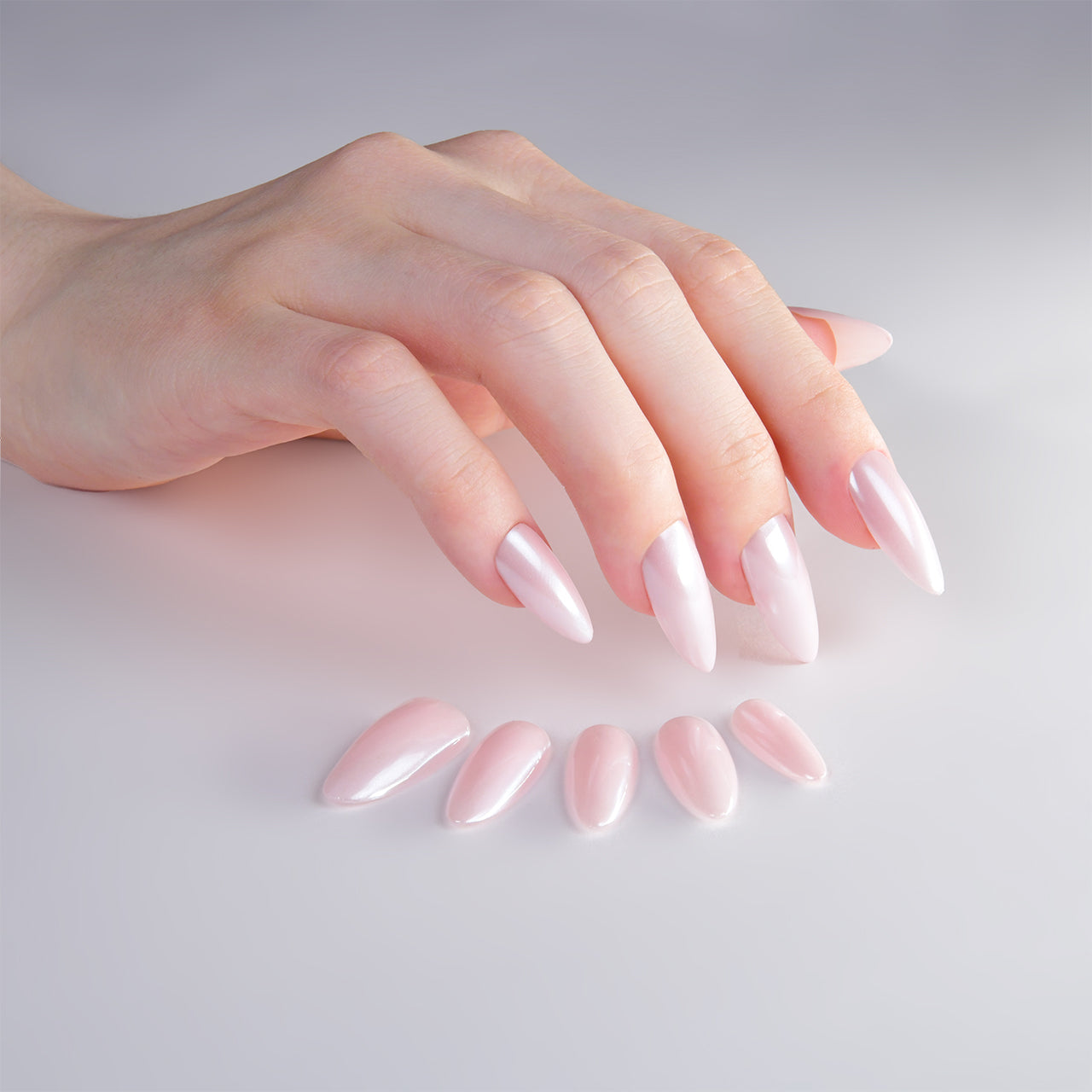 Bling Pink Acrylic Long Almond Glossy Handmade Press On Nails BEYONDCANVA