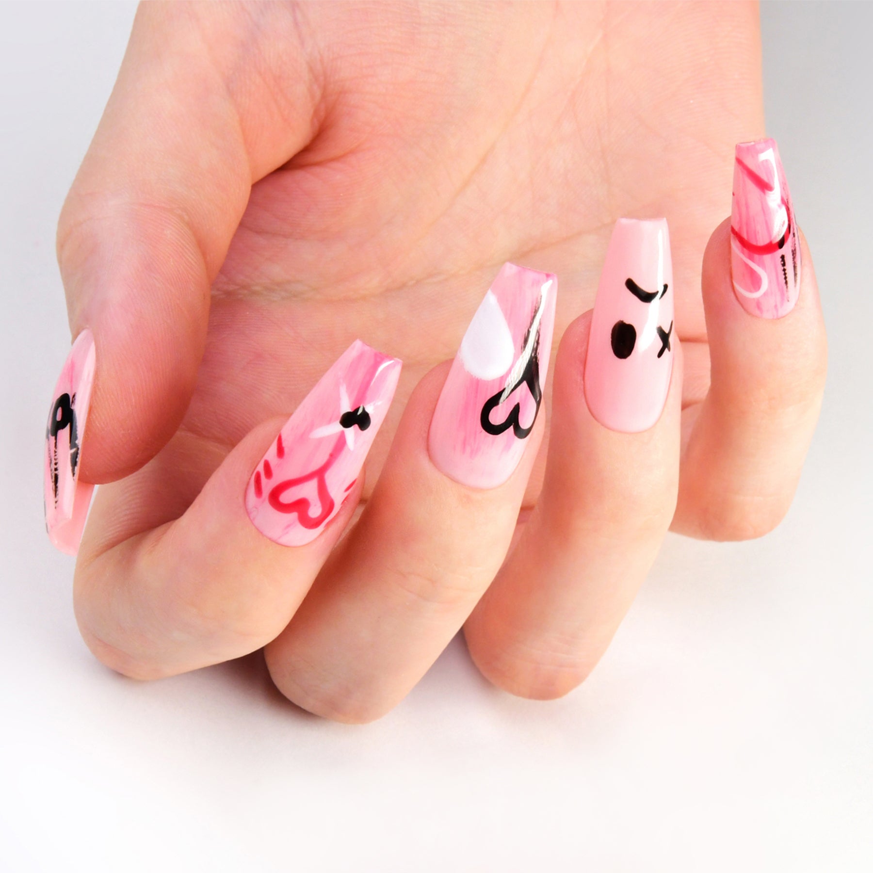 Pop Heart Handmade Press On Nails