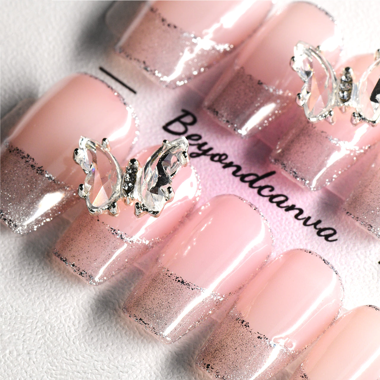 Elegant Nude Pink Acrylic Medium Coffin Glossy Handmade Press On Nails BEYONDCANVA