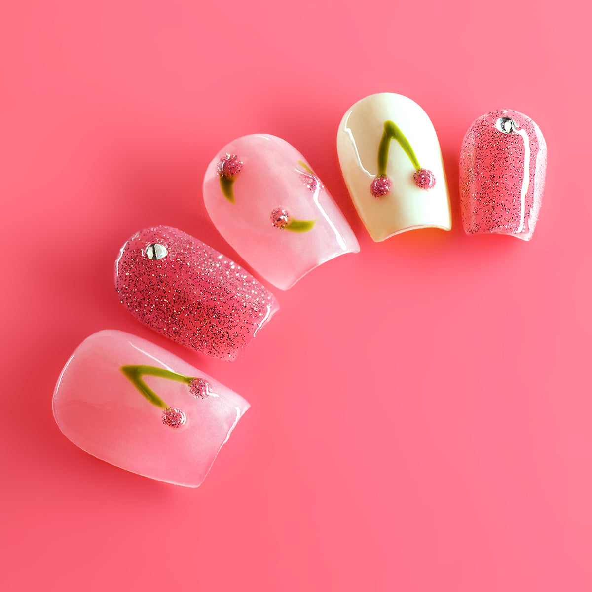 Sweet Cherry Sundae Handmade Press On Nails