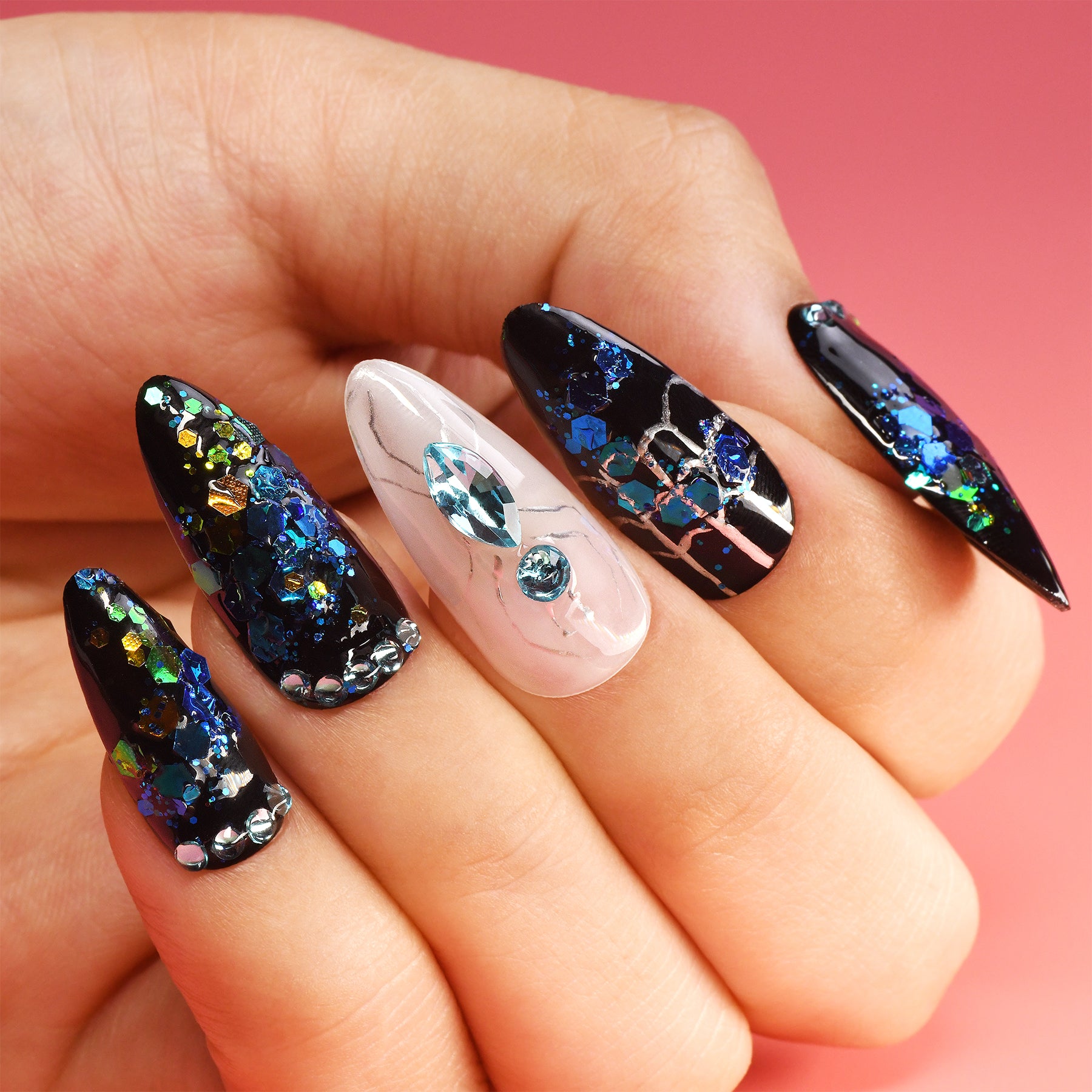 Oceanic Sparkle Handmade Press On Nails