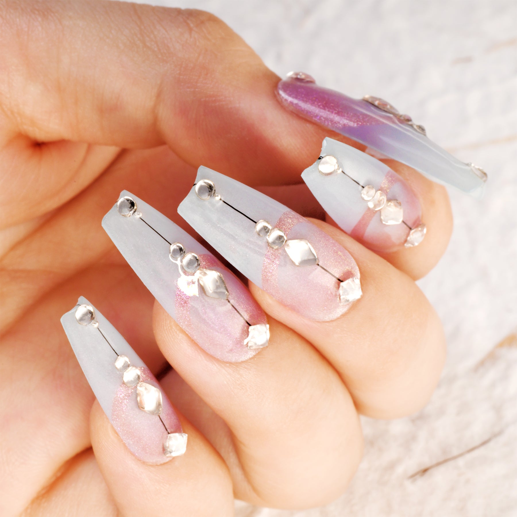 Crystal Frost Handmade Press On Nails