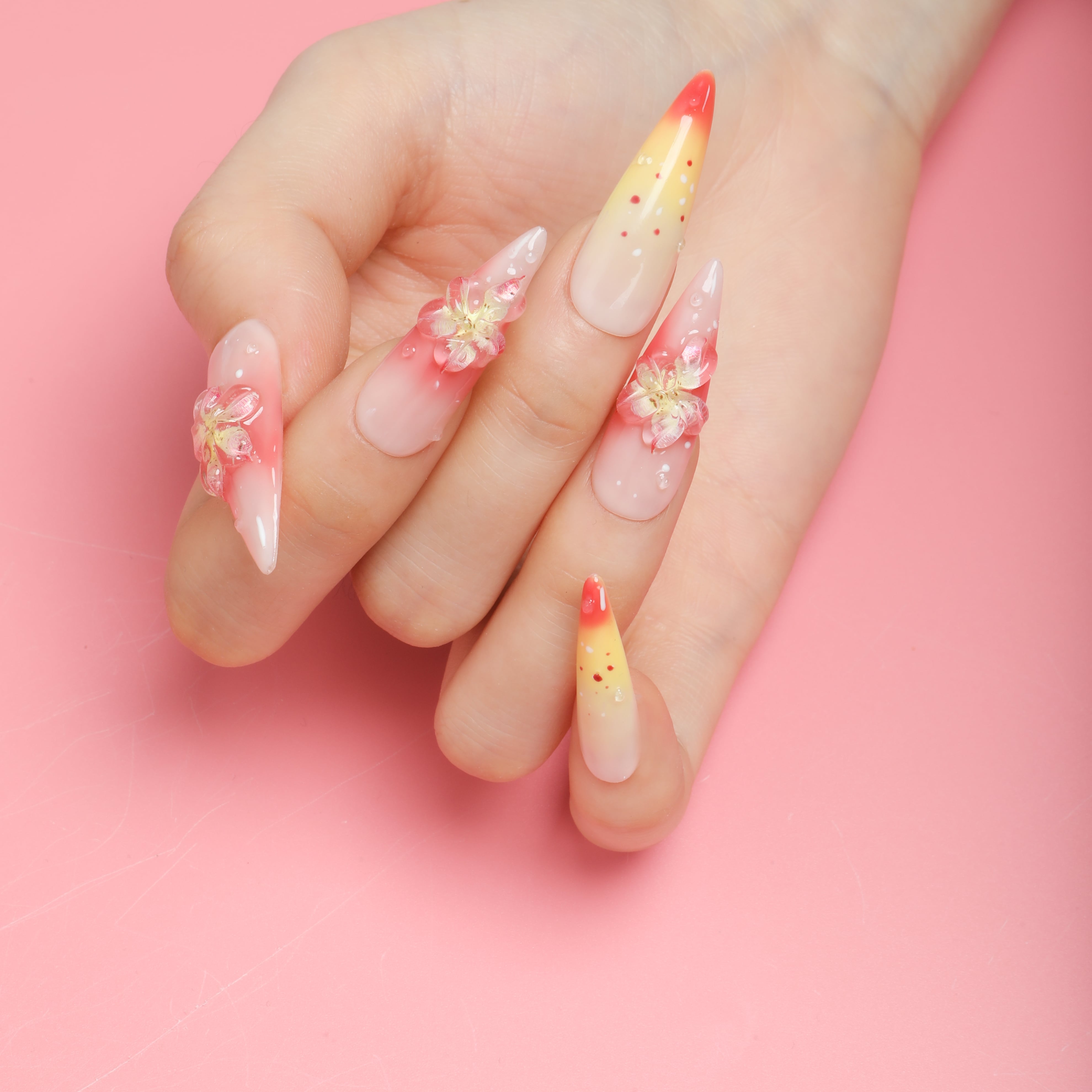 Blossom Elegance Handmade Press On Nails