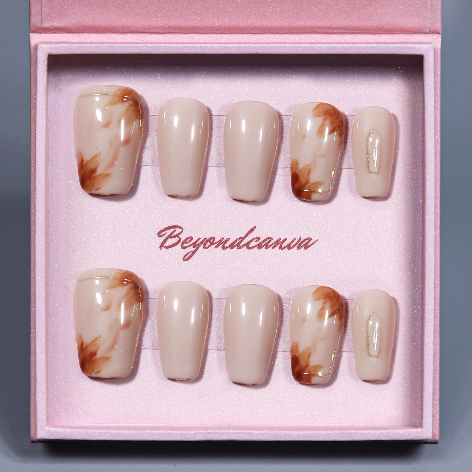 Marble Latte Handmade Press On Nails