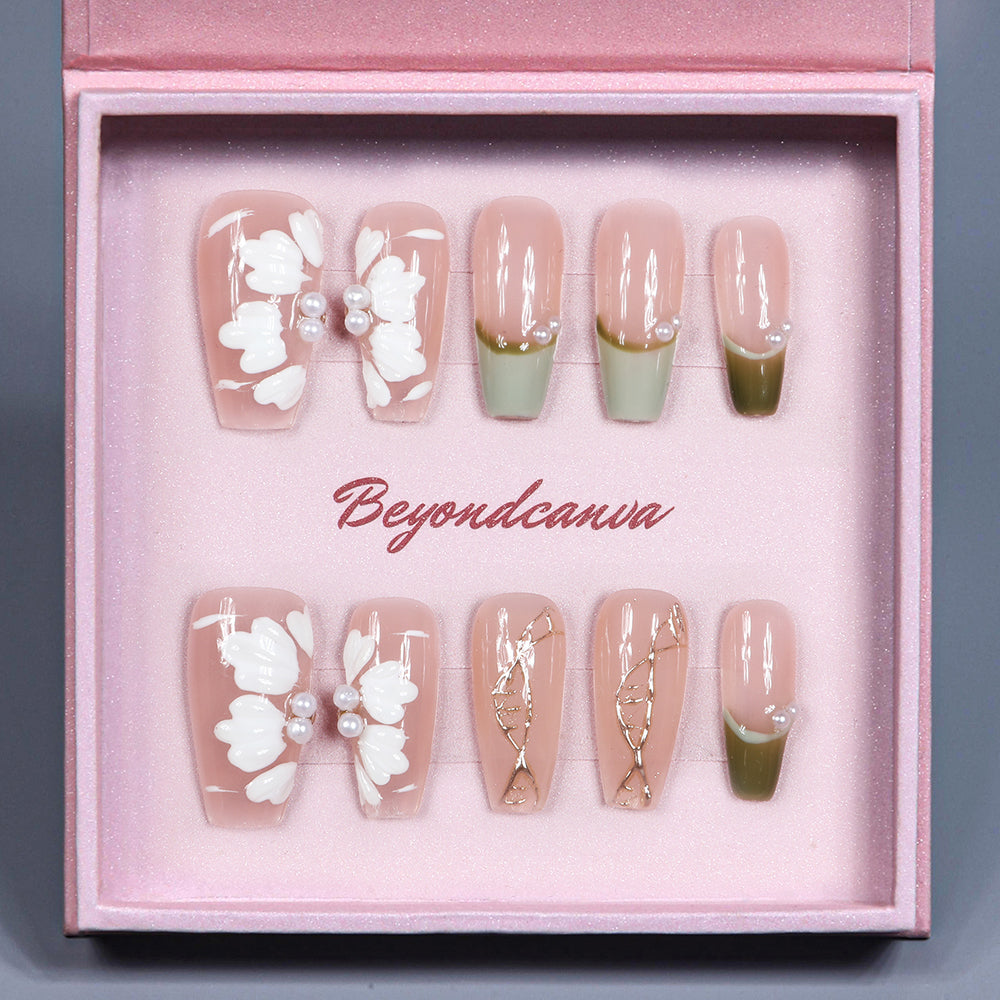 Elegance Bloom Handmade Press On Nails