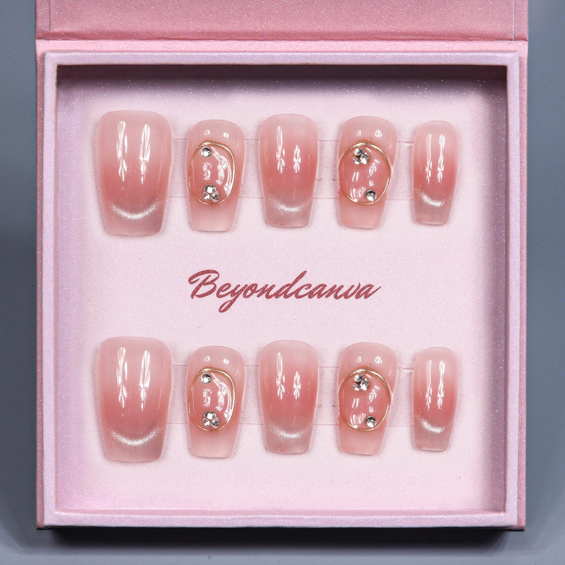 Elegant Blush Charms Handmade Press On Nails