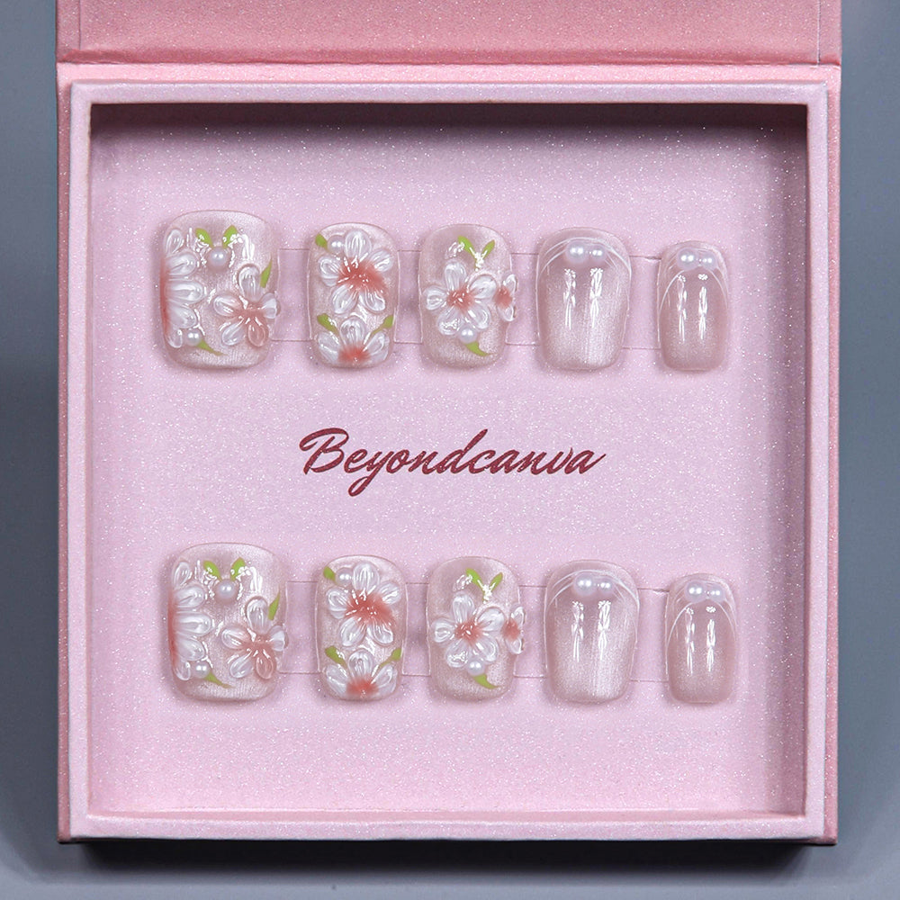 Floral Fantasy Handmade Press On Nails