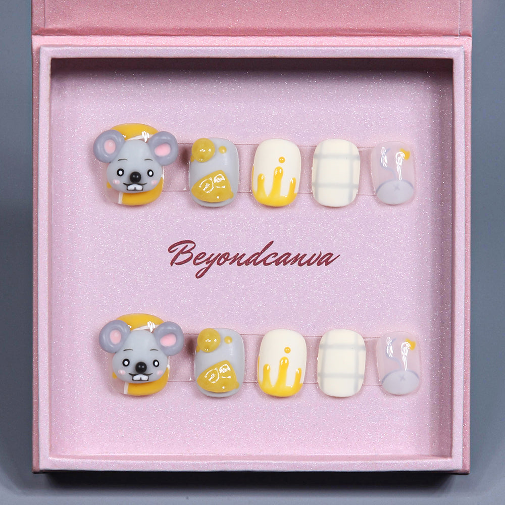 Cheese Mouse Handmade Press On Nails