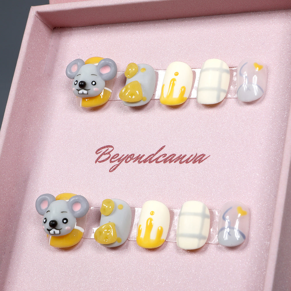 Cheese Mouse Handmade Press On Nails