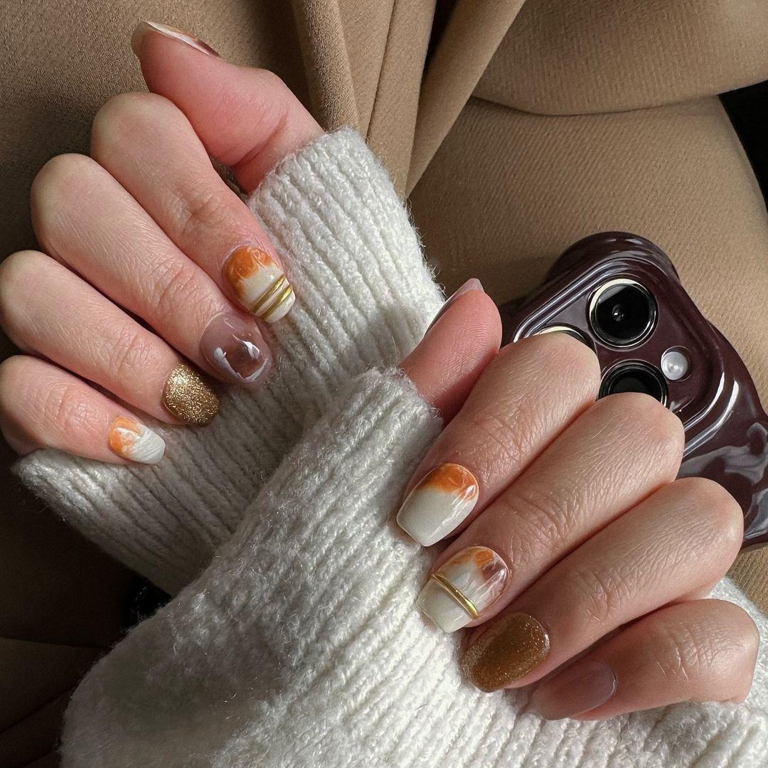 Amber Sunset Handmade Press On Nails