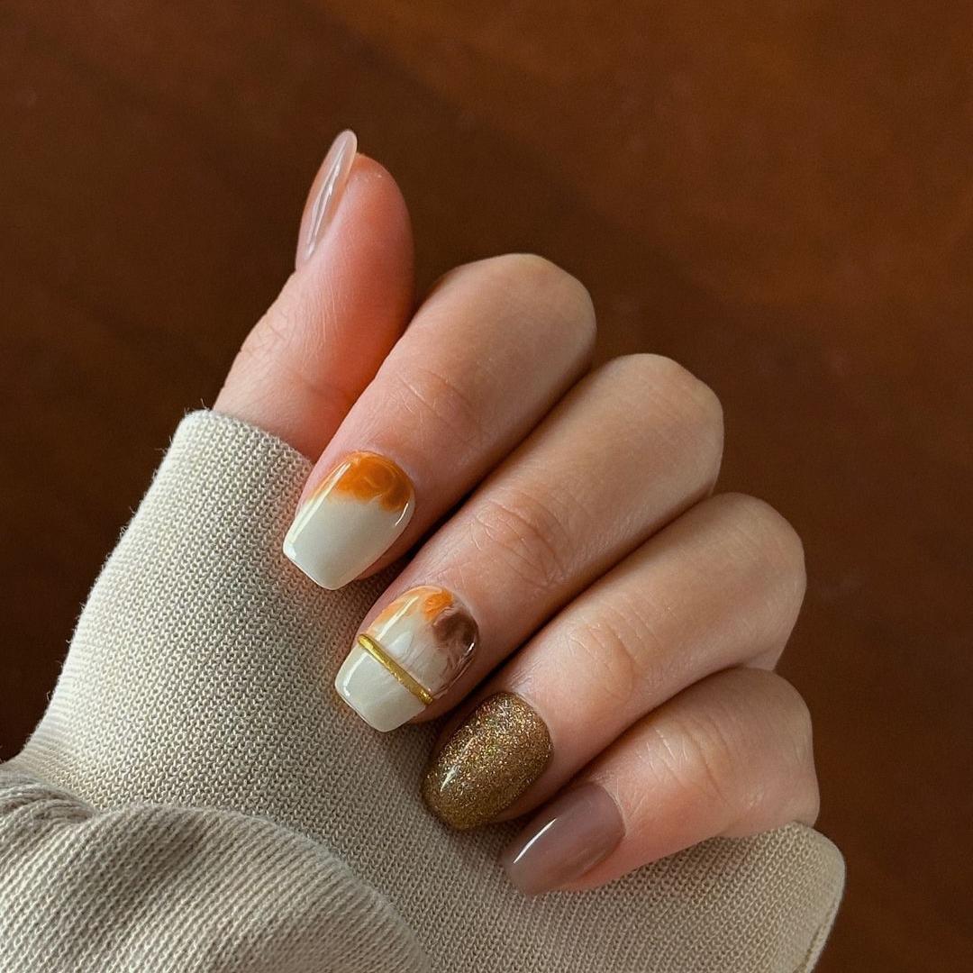 Amber Sunset Handmade Press On Nails