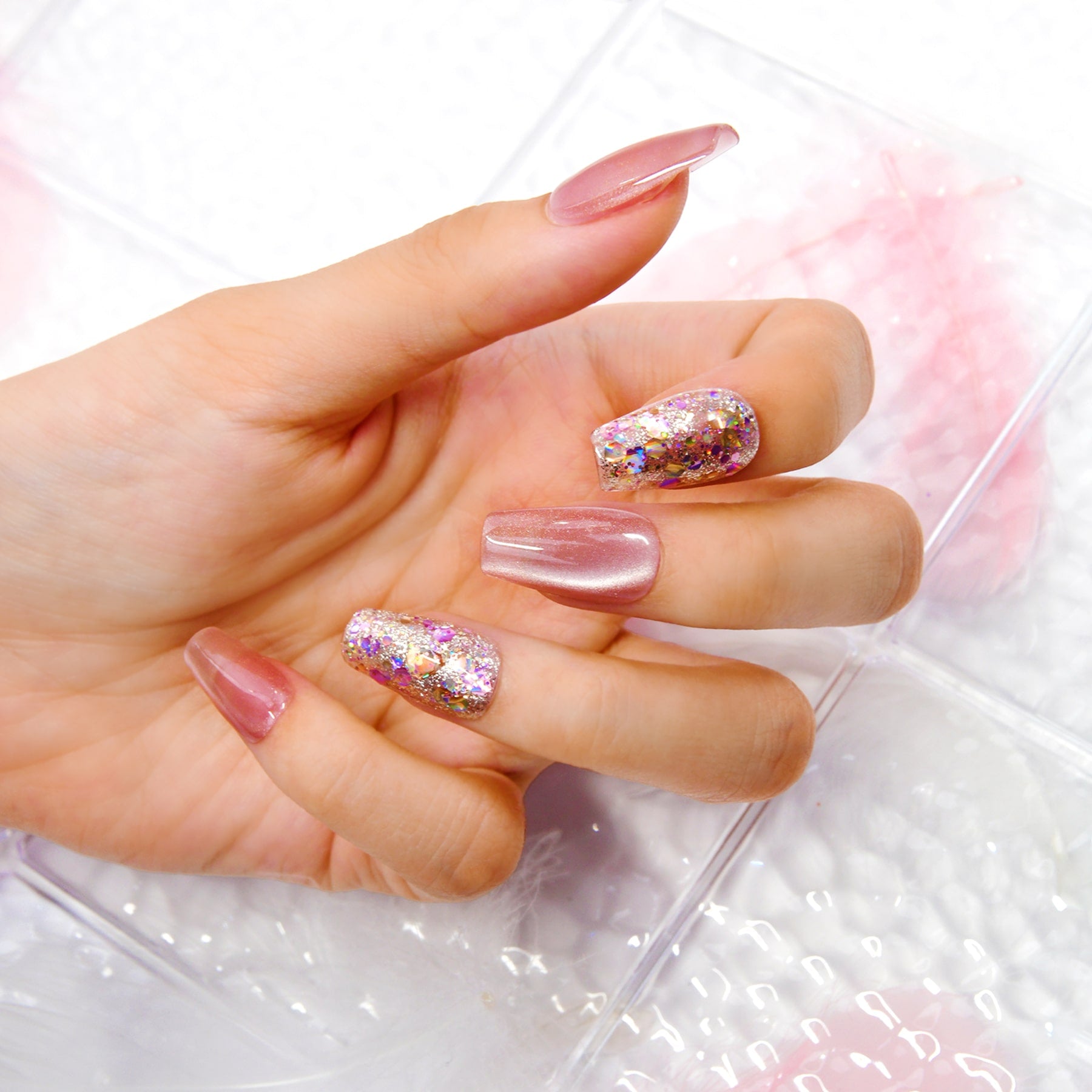 Glittering Whisper Handmade Press On Nails