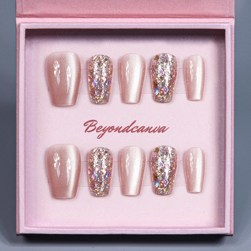 Glittering Whisper Handmade Press On Nails