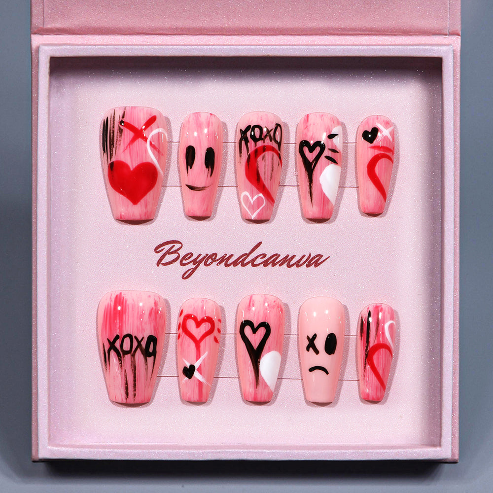 Pop Heart Handmade Press On Nails