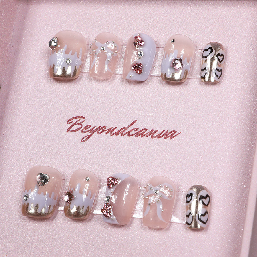 Radiant Rose Gold Handmade Press On Nails