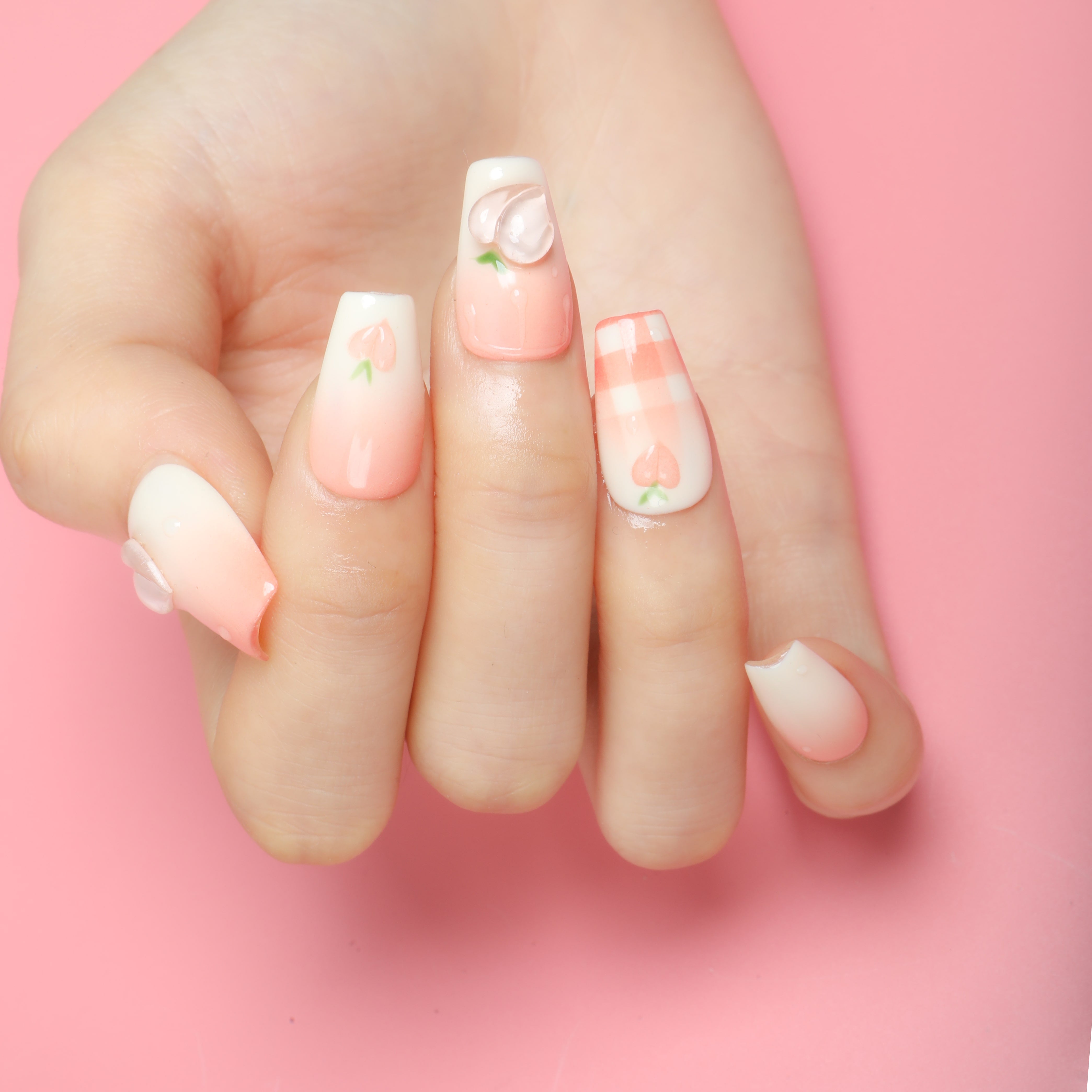 Juicy Peach Handmade Press On Nails