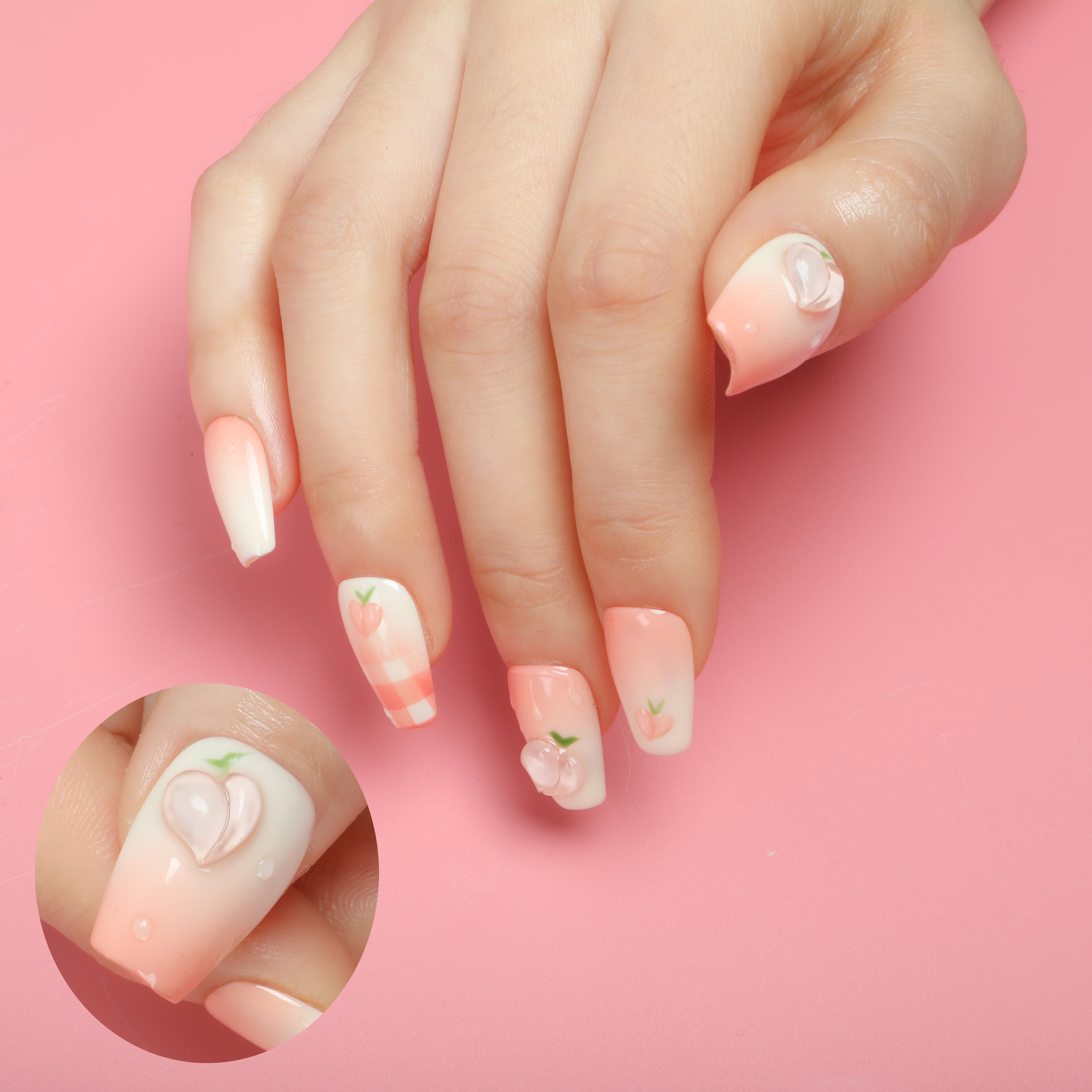 Juicy Peach Handmade Press On Nails