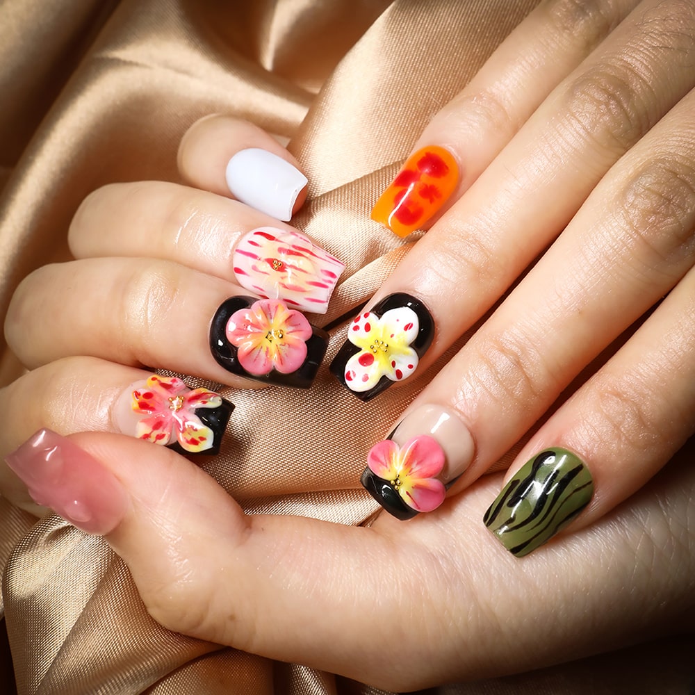 Tropical Bloom Handmade Press On Nails