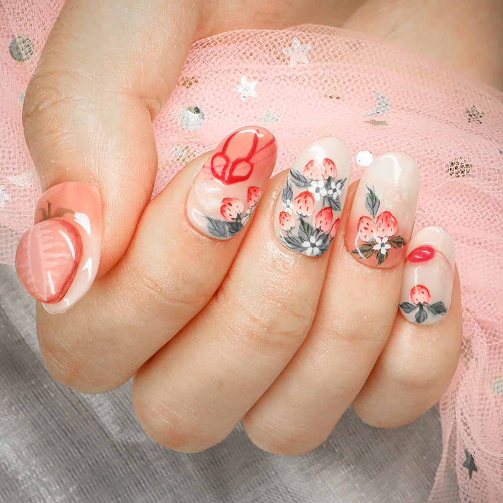 Strawberry Whisper Handmade Press On Nails