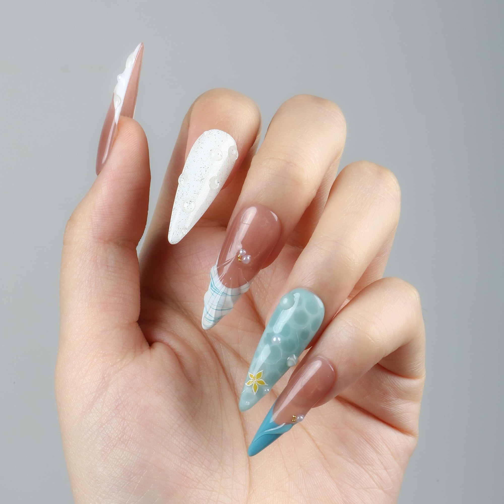 Waves of Aether Handmade Press On Nails