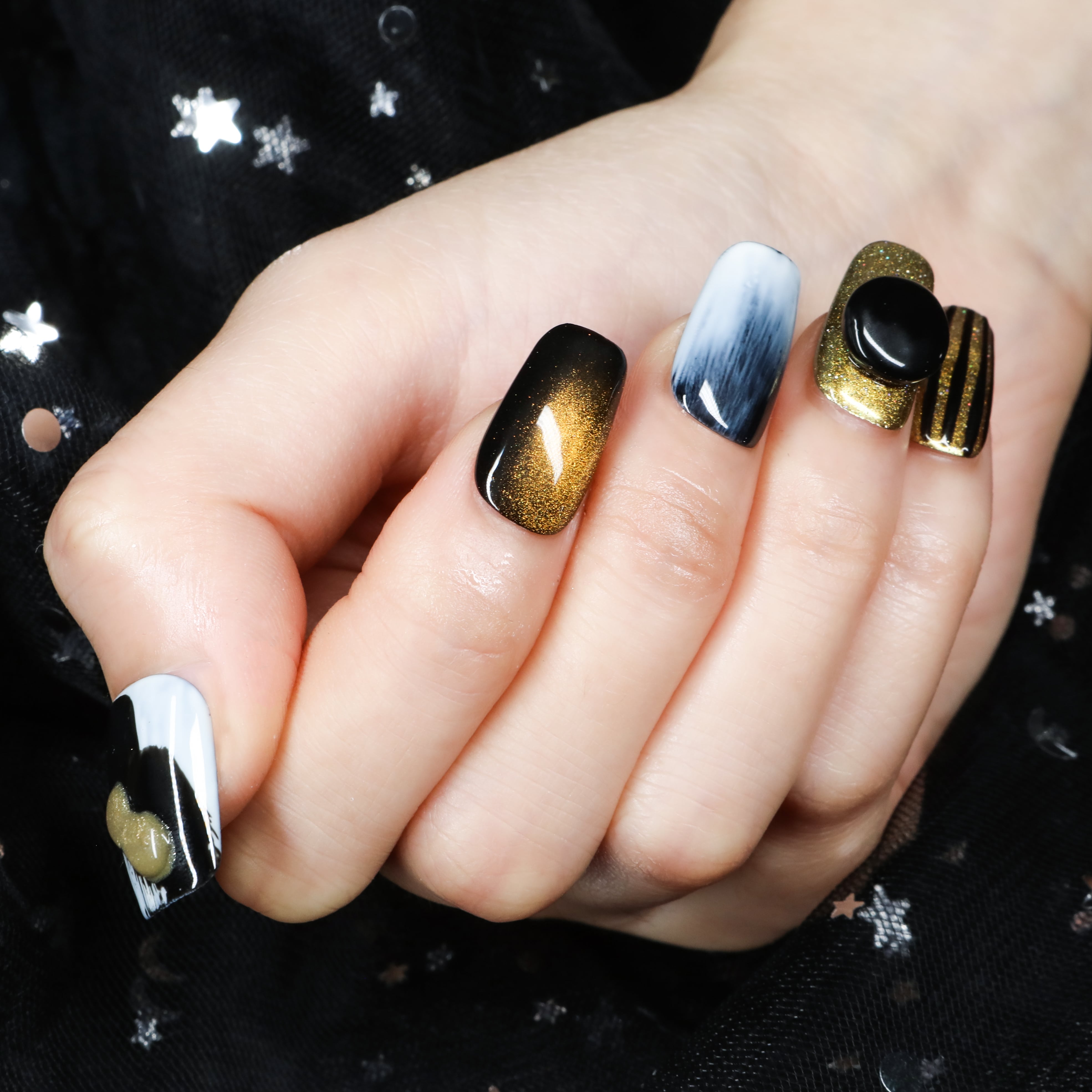 Midnight Glam Handmade Press On Nails