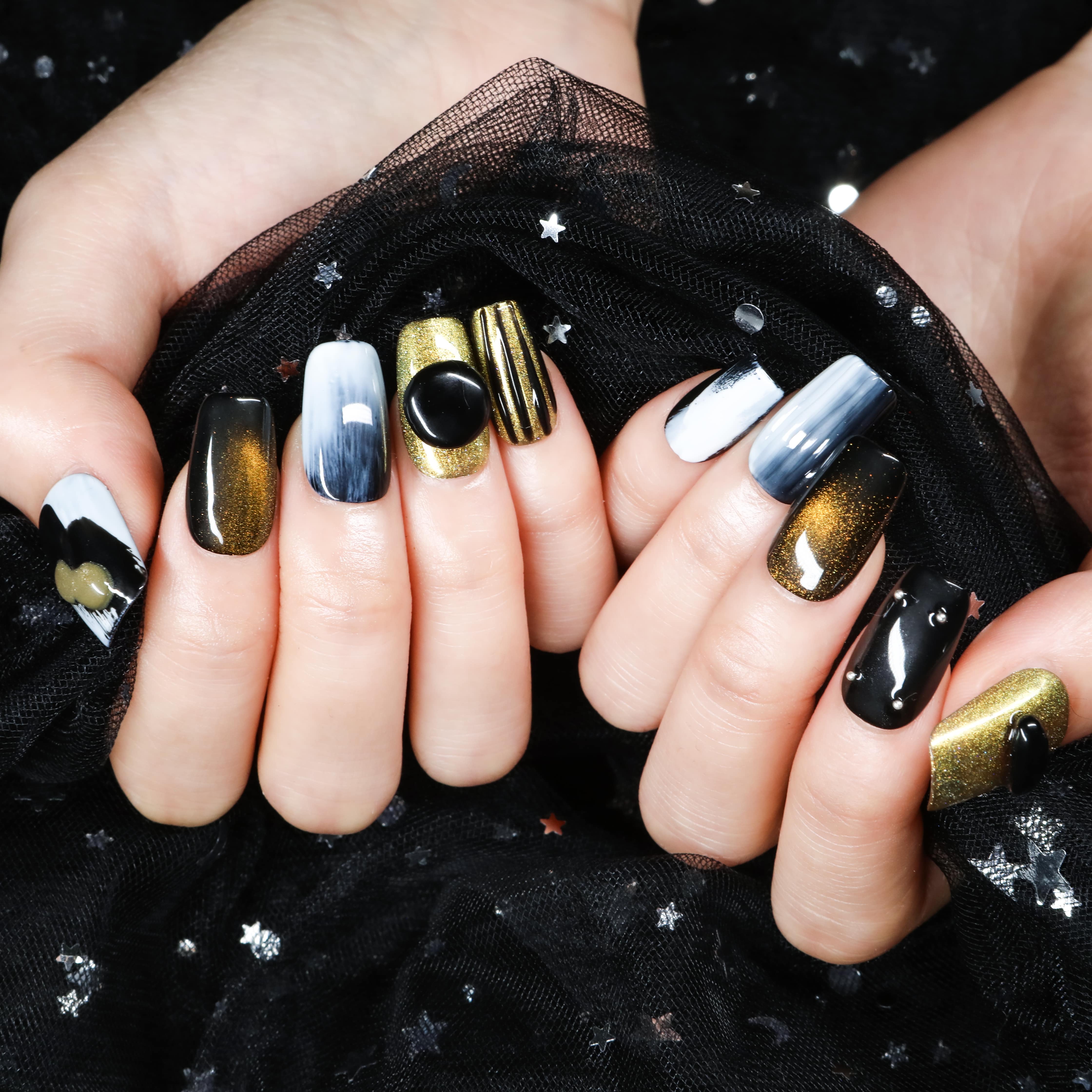 Midnight Glam Handmade Press On Nails