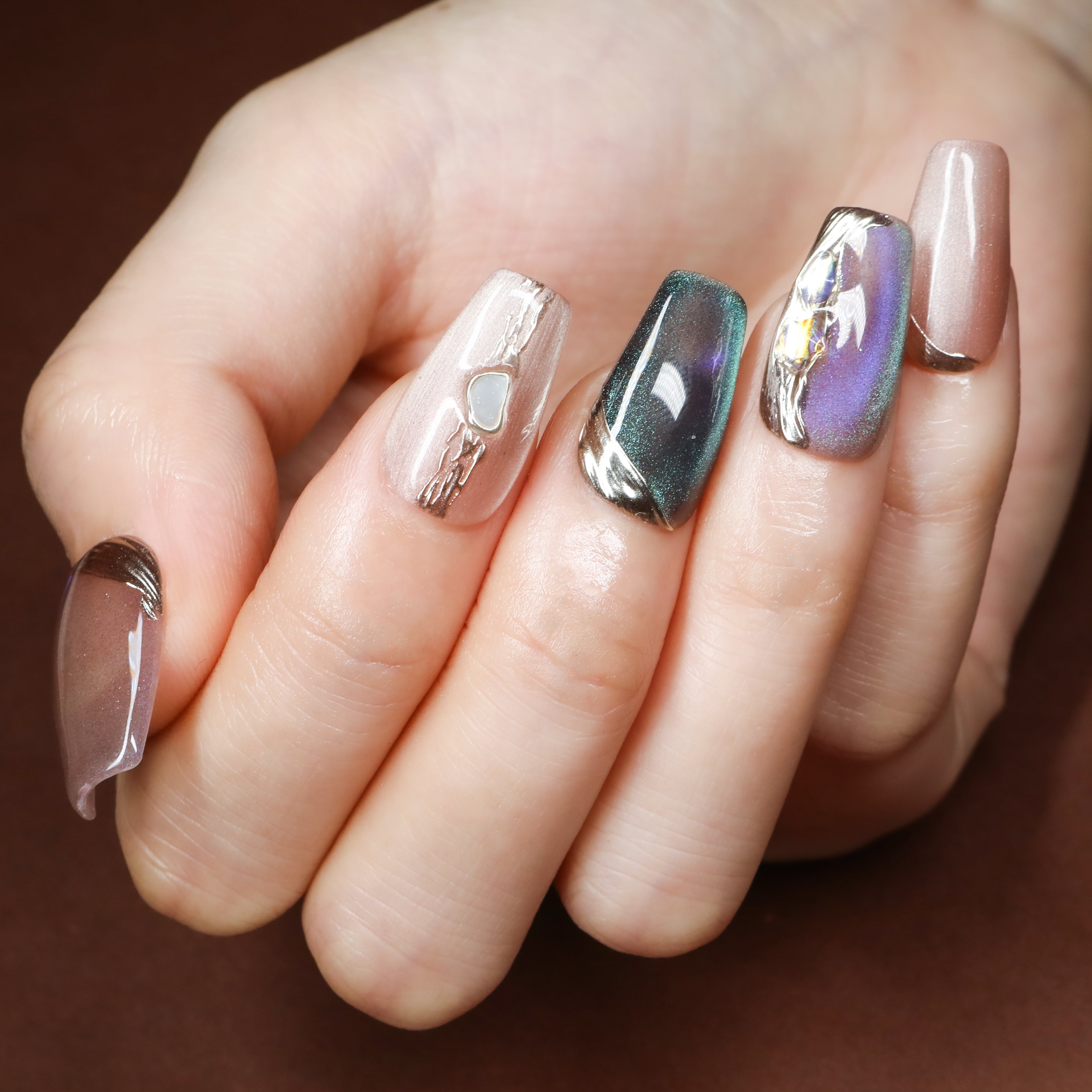 Prism Glow Handmade Press On Nails