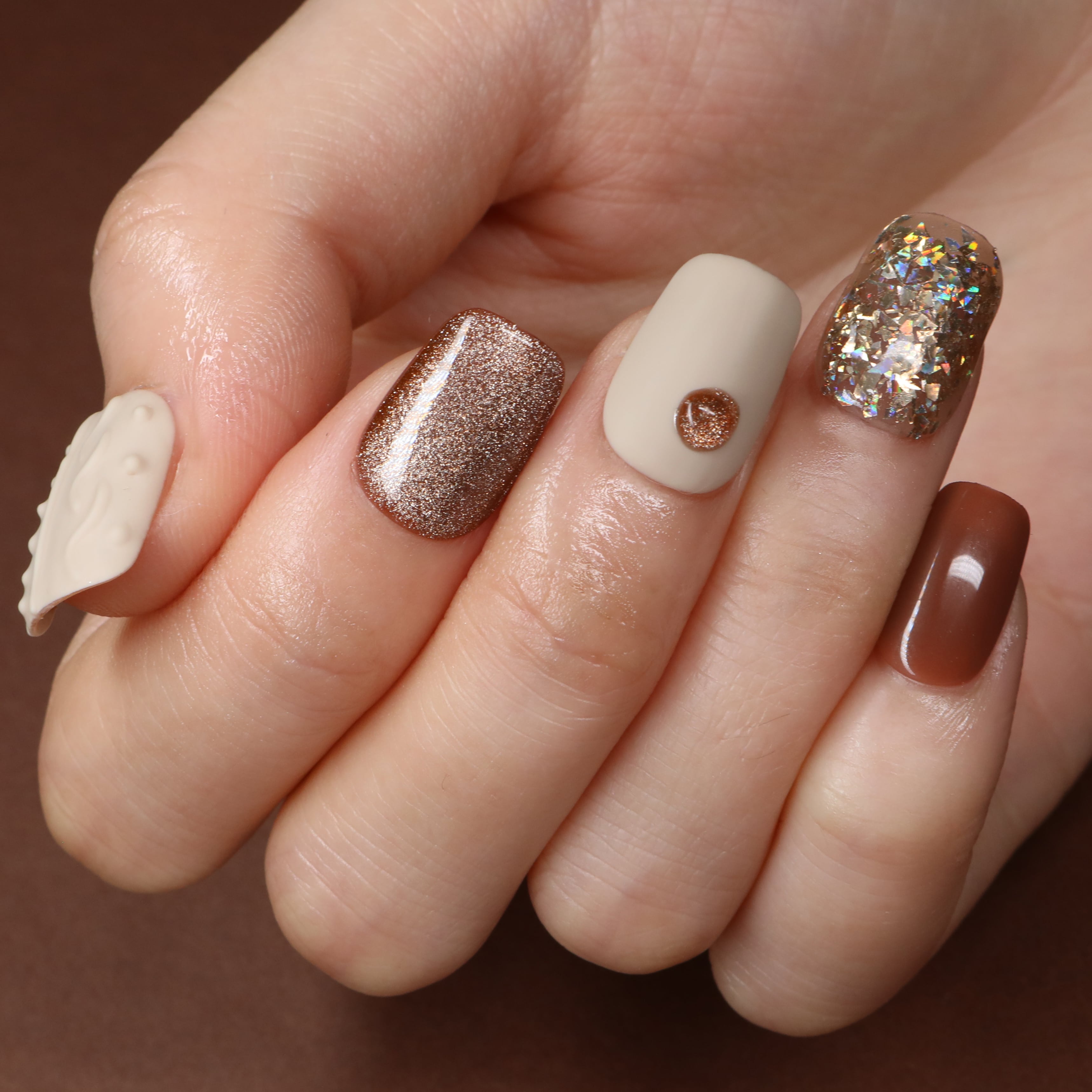 Cozy Latte Handmade Press On Nails