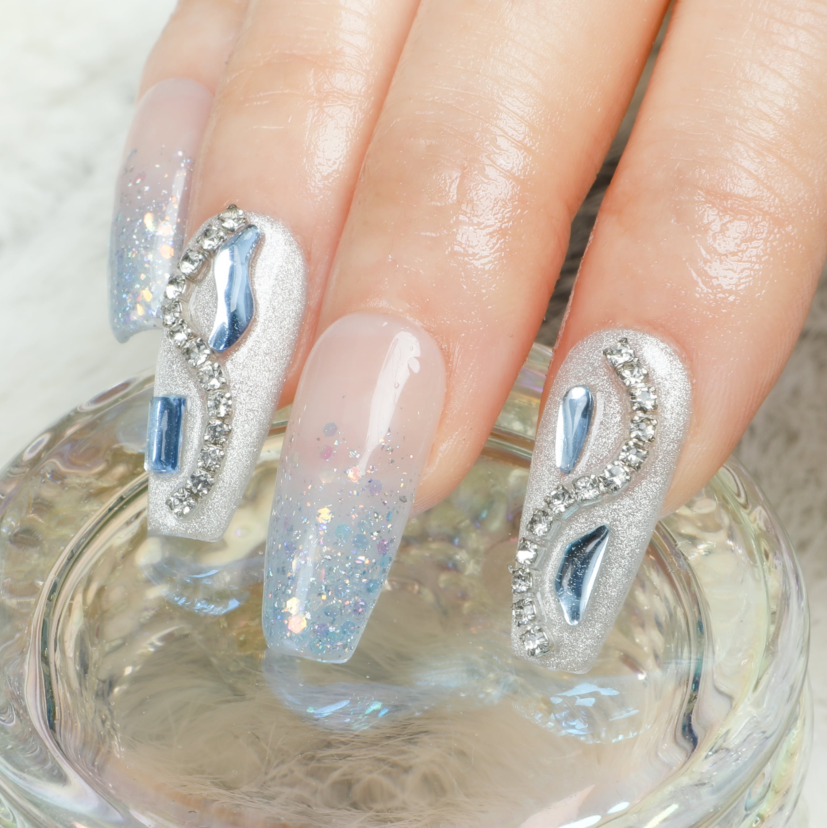 Sapphire Radiance Handmade Press On Nails