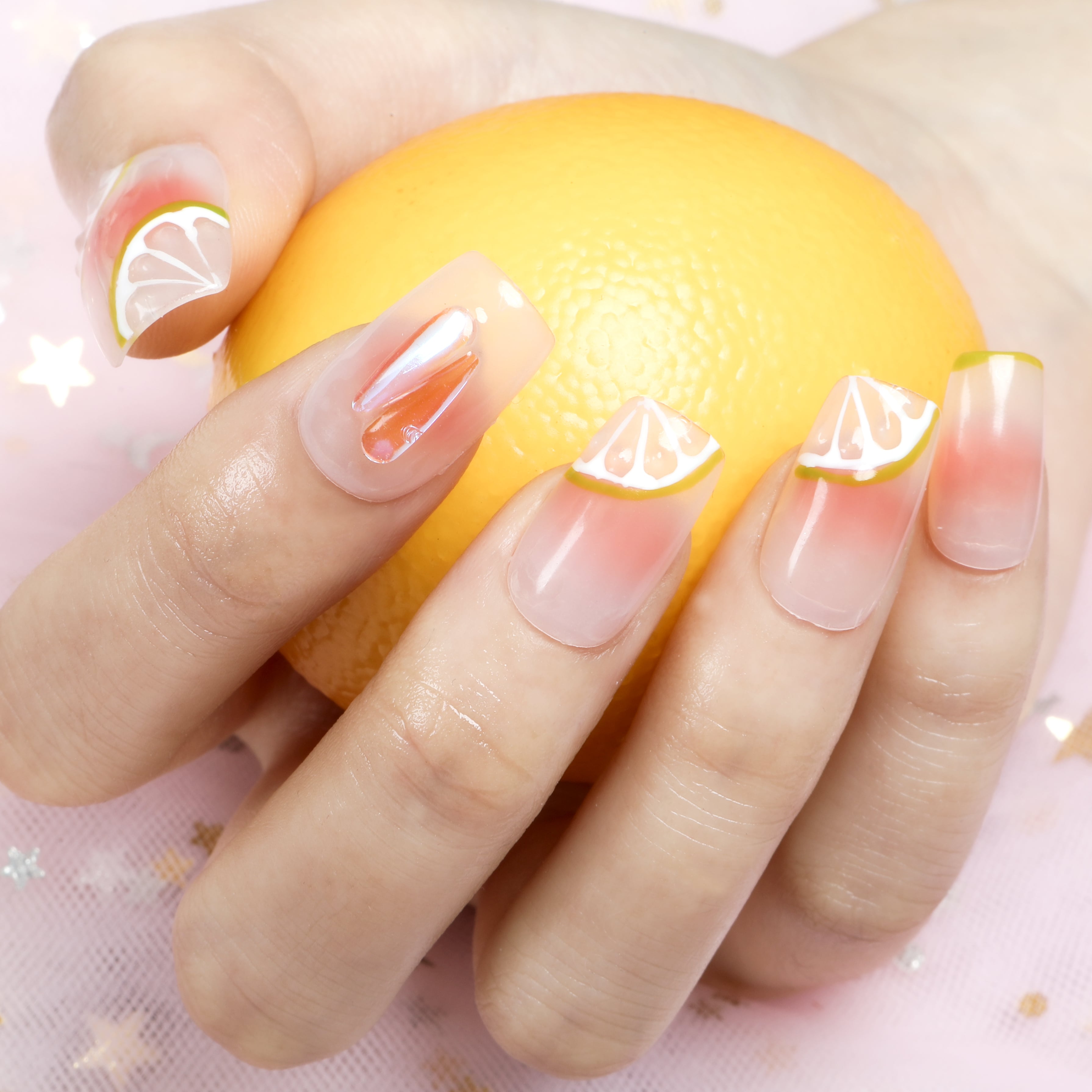 Citrus Blush Handmade Press On Nails