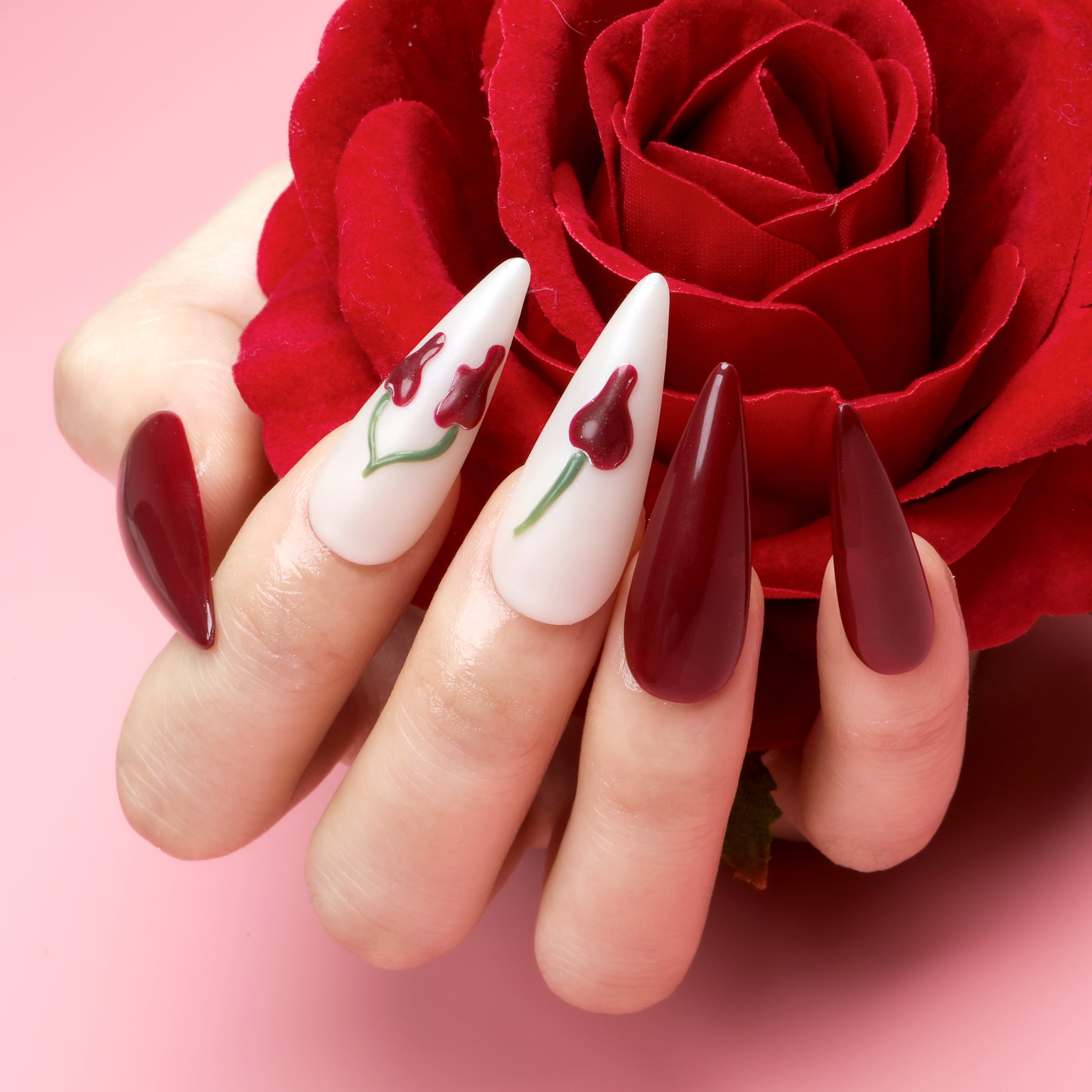 Cherries or Roses Handmade Press On Nails