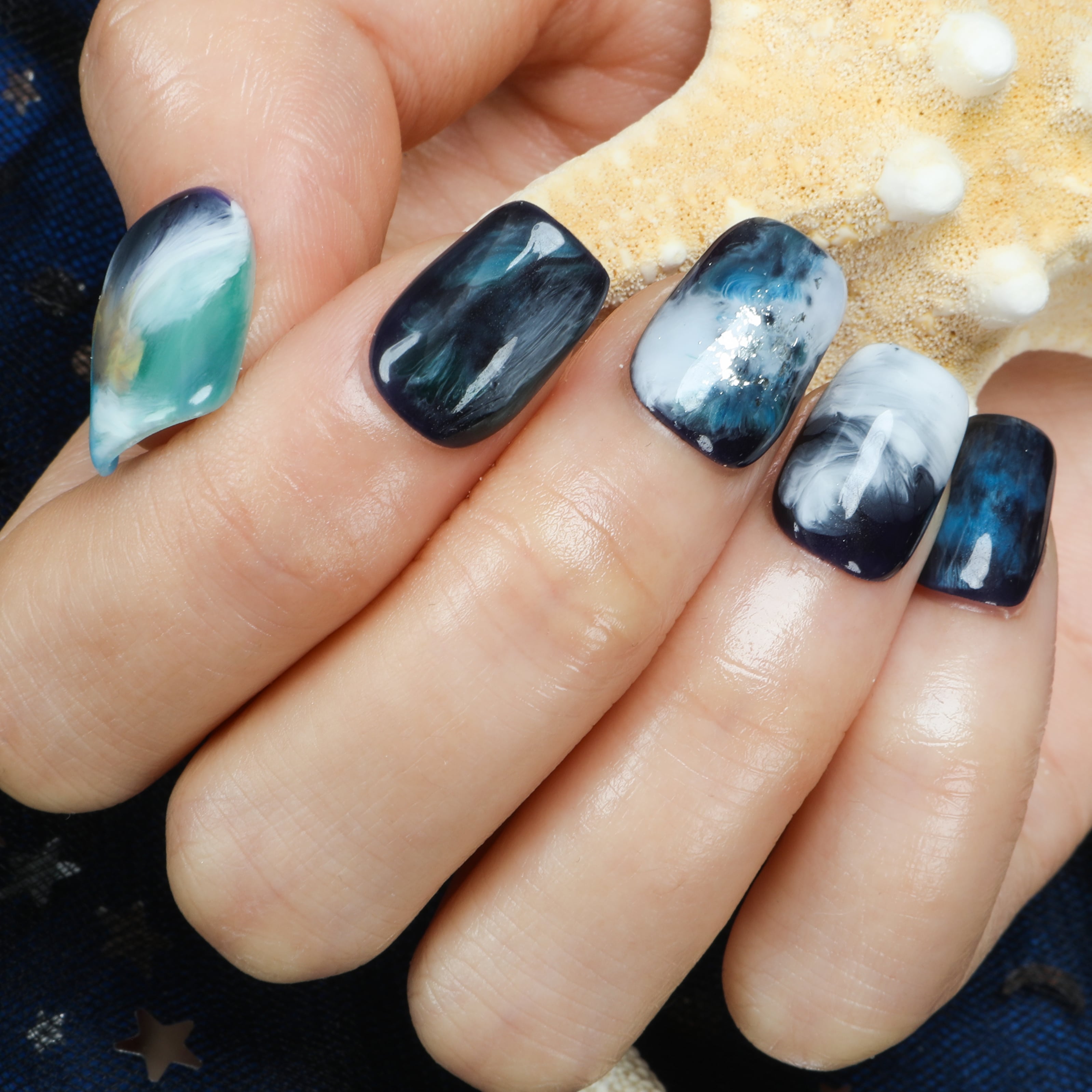 Stormy Waves Handmade Press On Nails