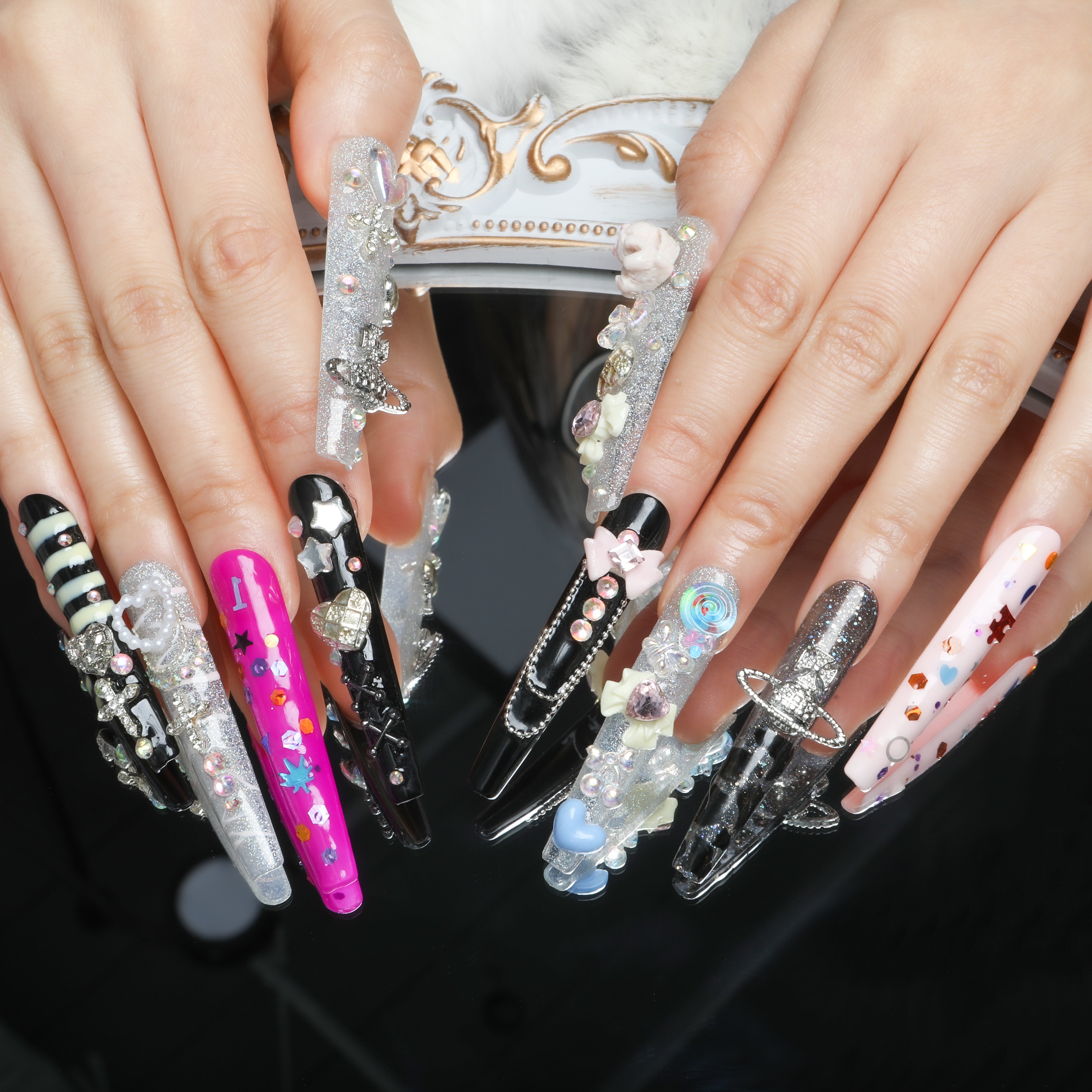 Rhinestone Rockstar Handmade Press On Nails