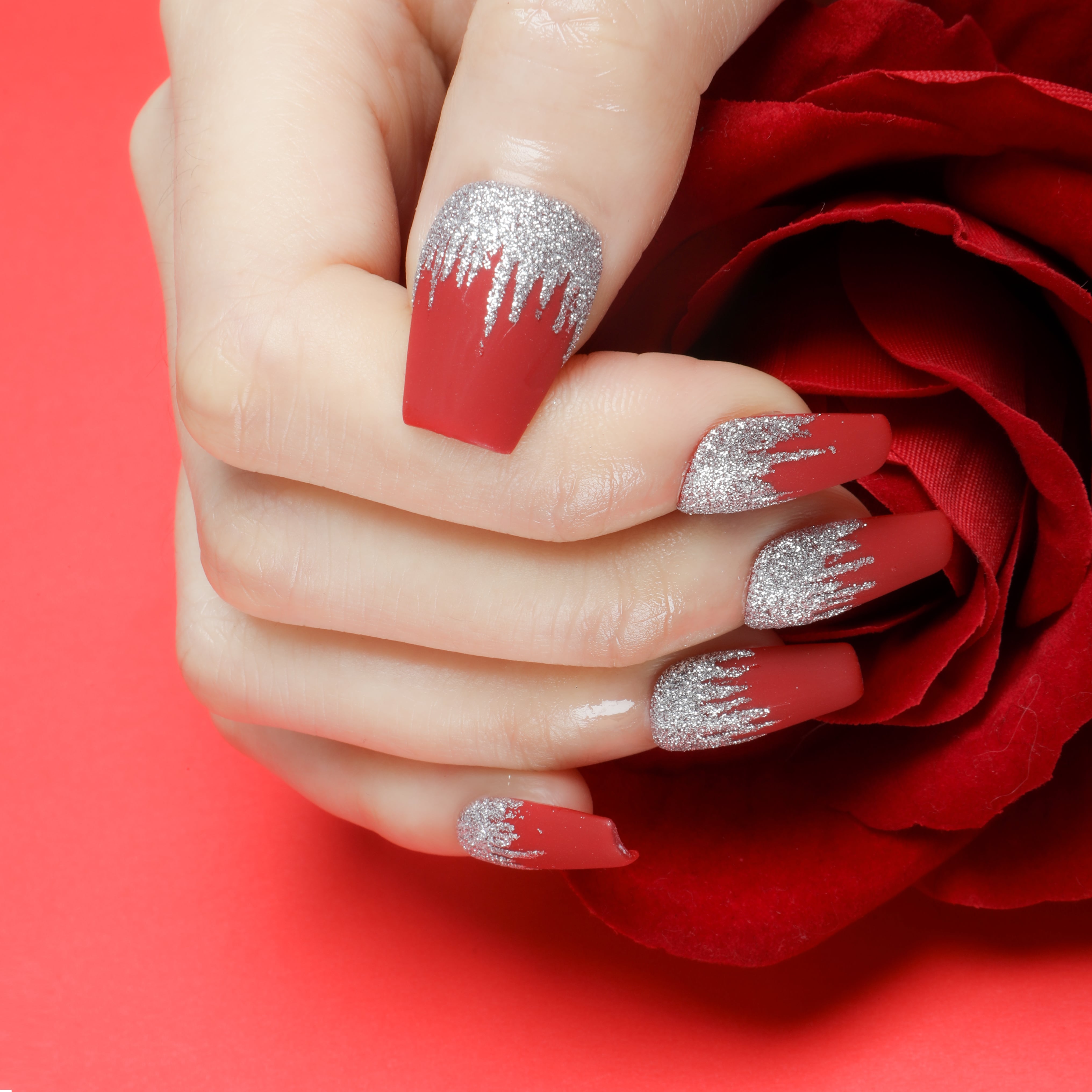 Scarlet Elegance Handmade Press On Nails