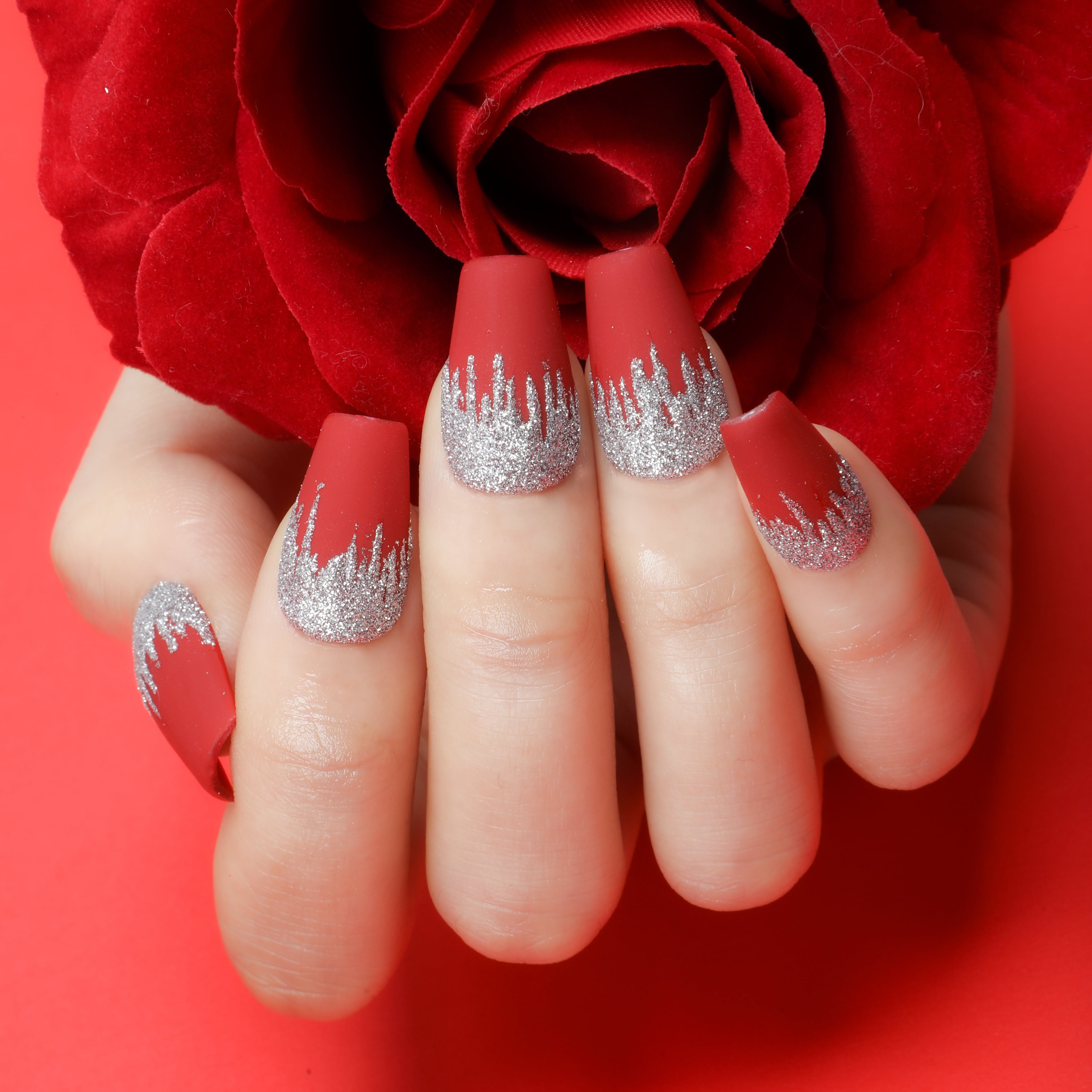 Scarlet Elegance Handmade Press On Nails