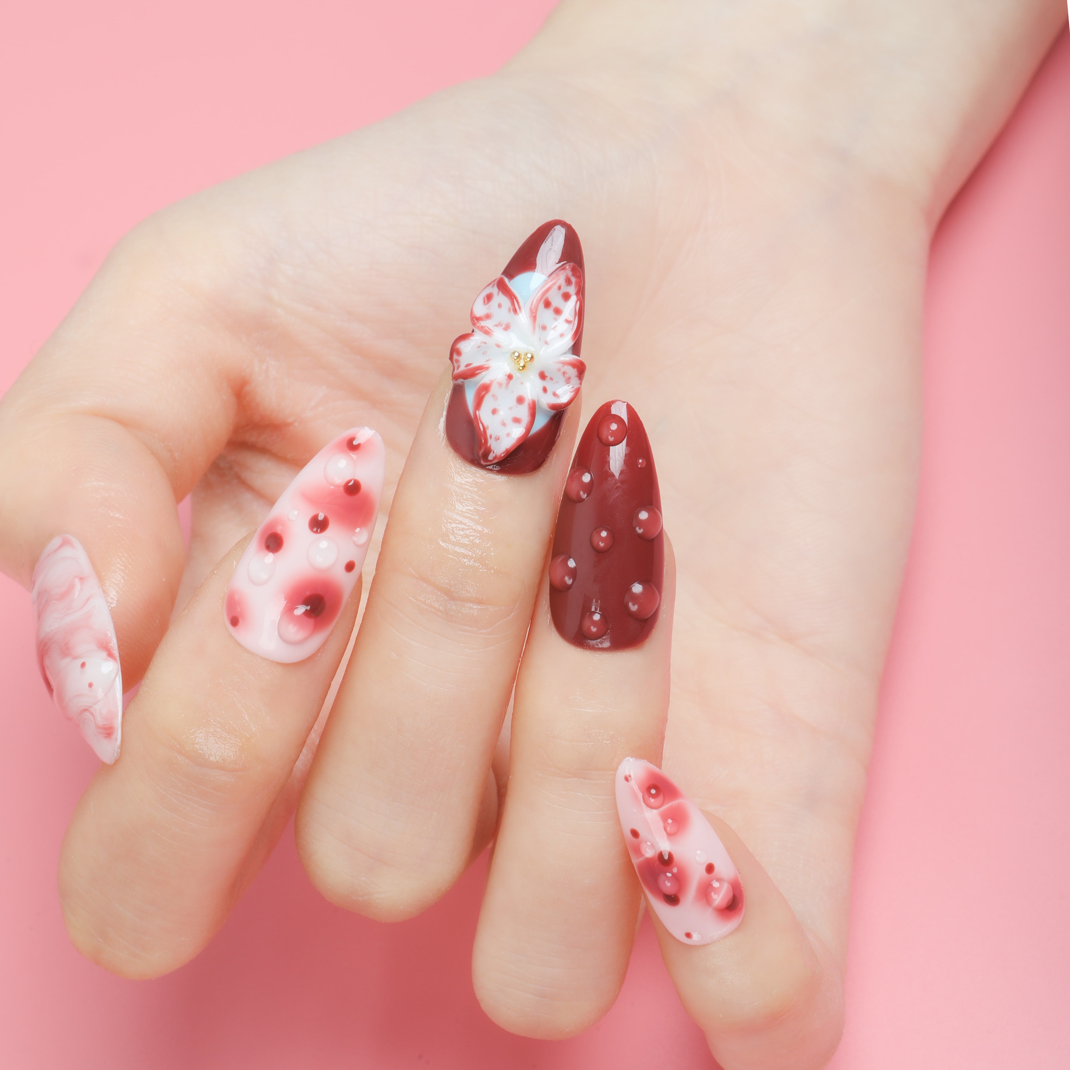 Scarlet Petals Handmade Press On Nails