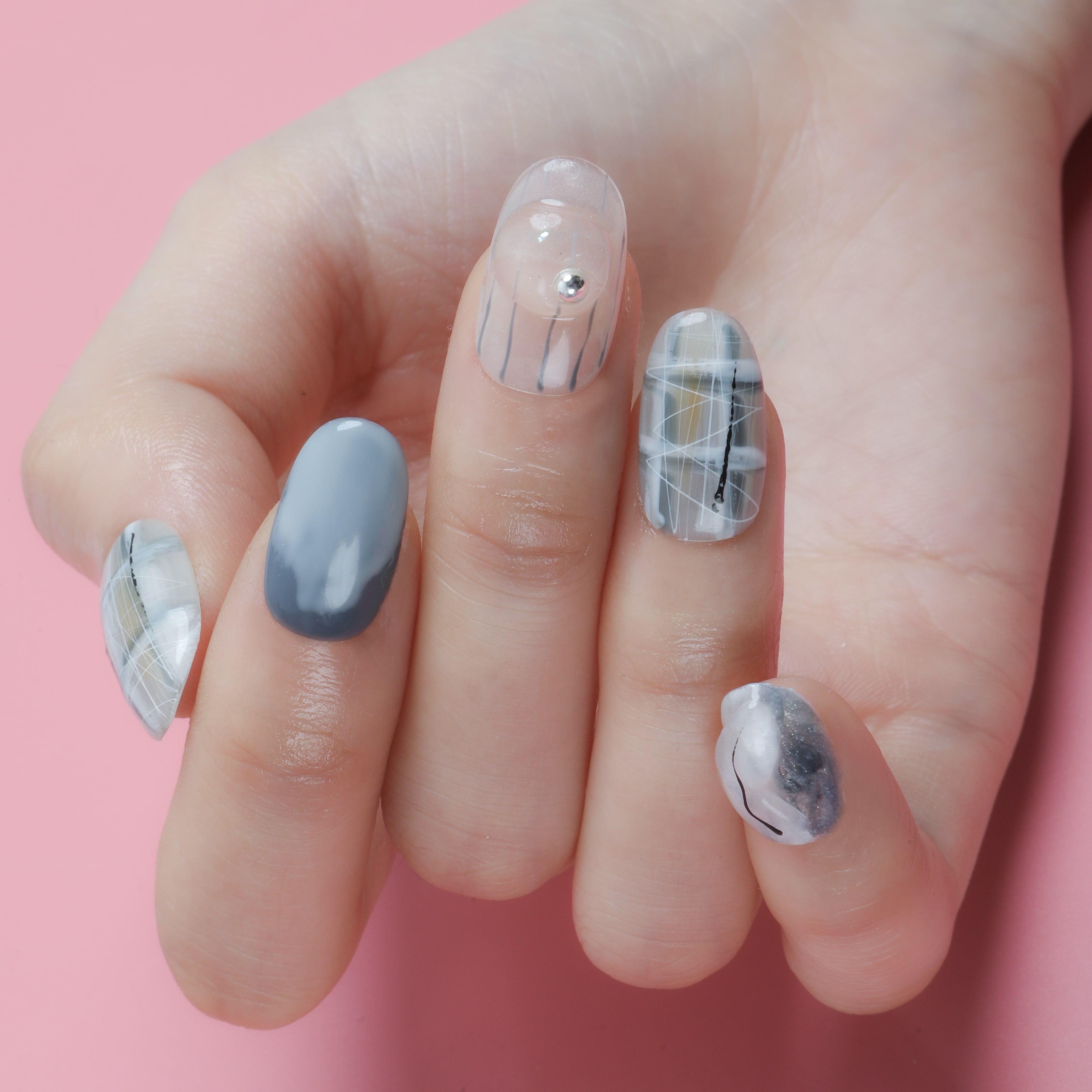 Frosted Windowpane Handmade Press On Nails