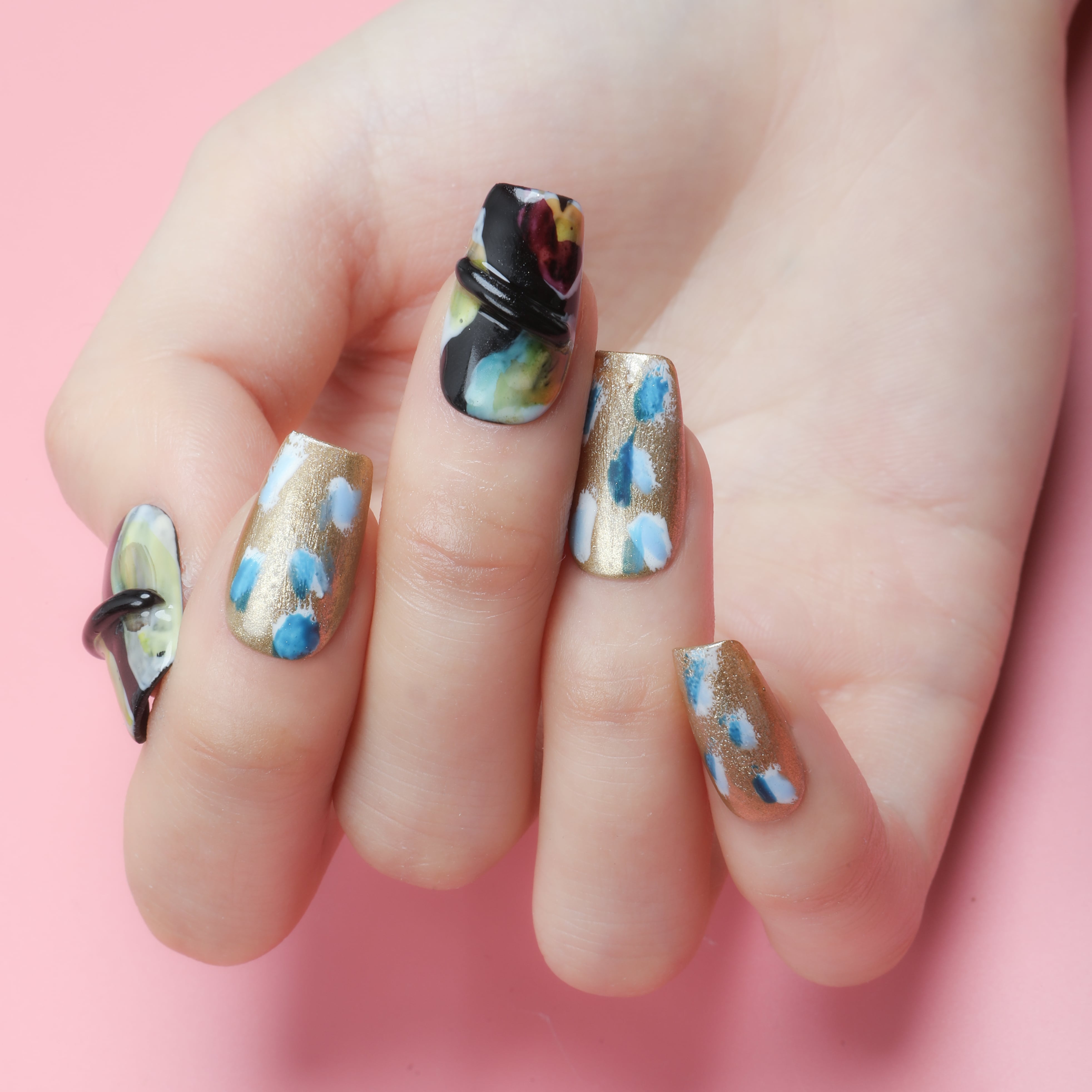 Peacock Elegance Handmade Press On Nails