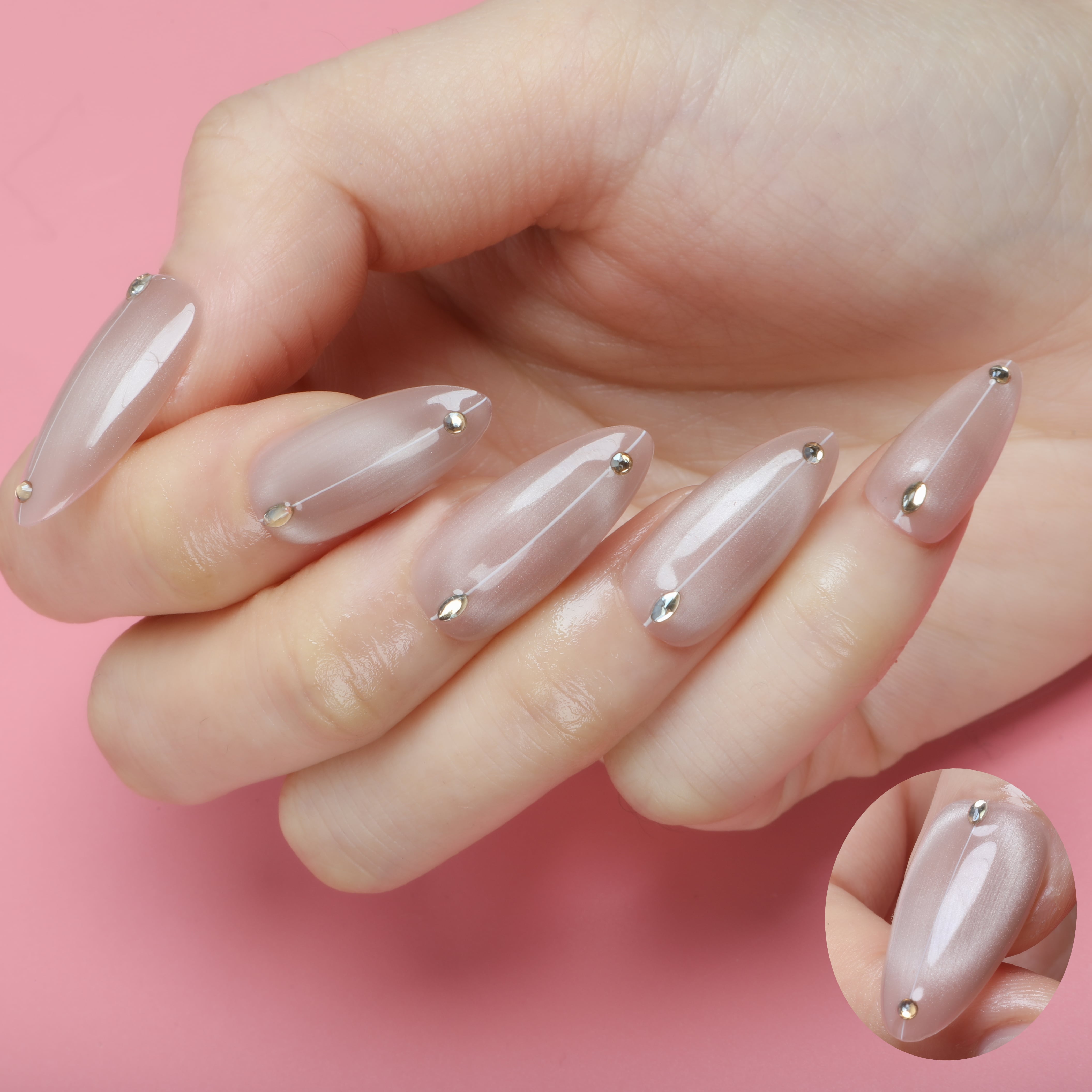 Graceful Nude Glimmer Handmade Press On Nails