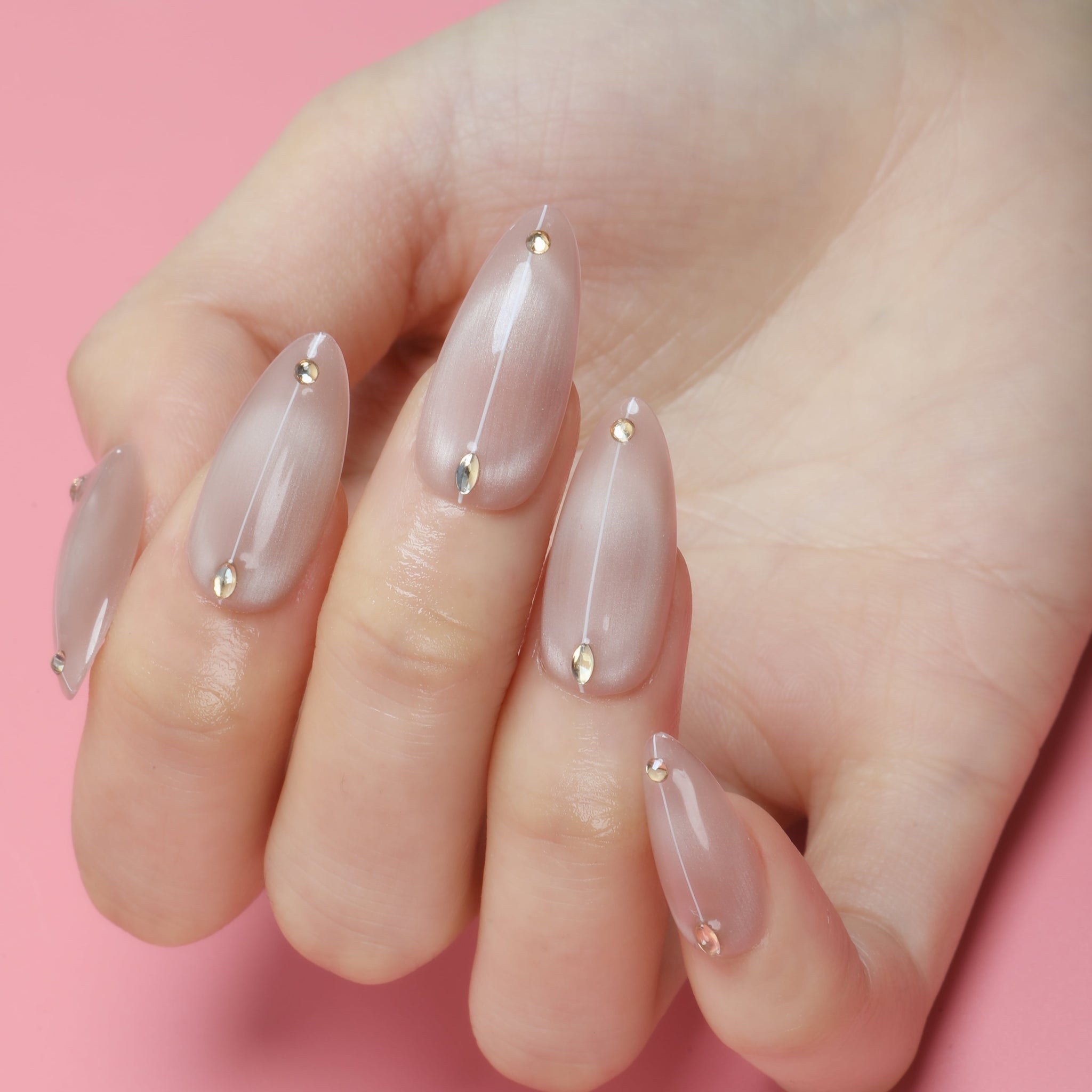 Graceful Nude Glimmer Handmade Press On Nails