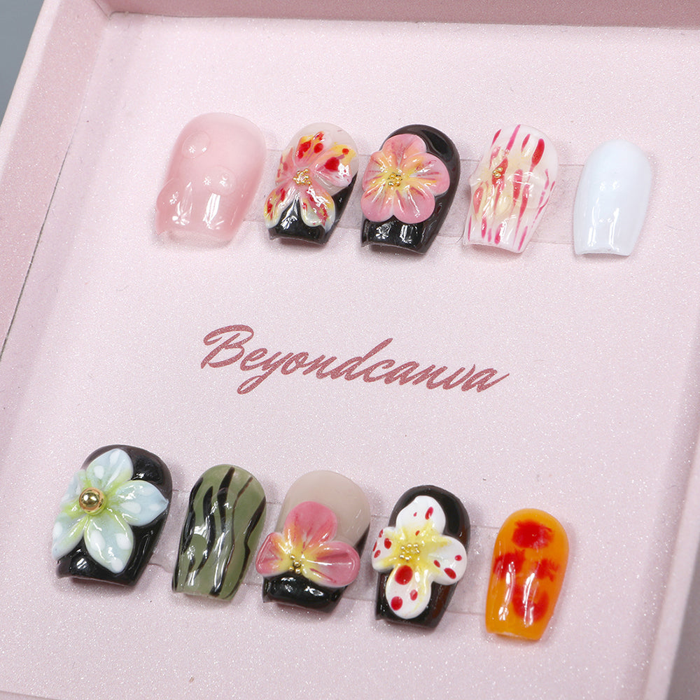 Tropical Bloom Handmade Press On Nails